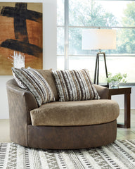 Hoover Furniture Outlet - Ashley Furniture - Alesbury Oversized Swivel Accent Chair - Oversized Swivel Accent Chair / Chocolate - 1870421