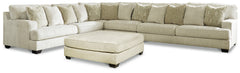Hoover Furniture Outlet - Ashley Furniture - Rawcliffe 4-Piece Sectional with Ottoman - 4-Piece Sectional with Ottoman / Parchment - 19604U3