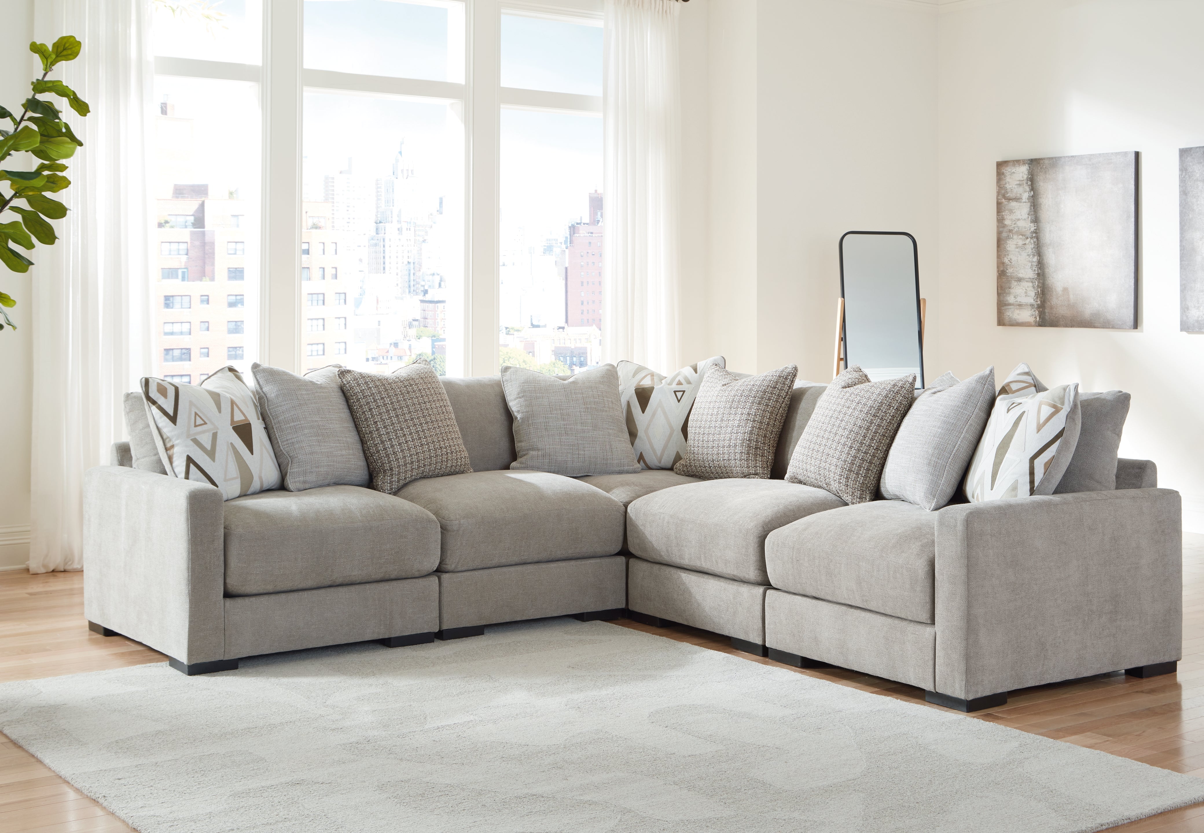 Hoover Furniture Outlet - Ashley Furniture - Aslan Court 5-Piece Sectional - RAF 5-Piece Sectional - 20305S6