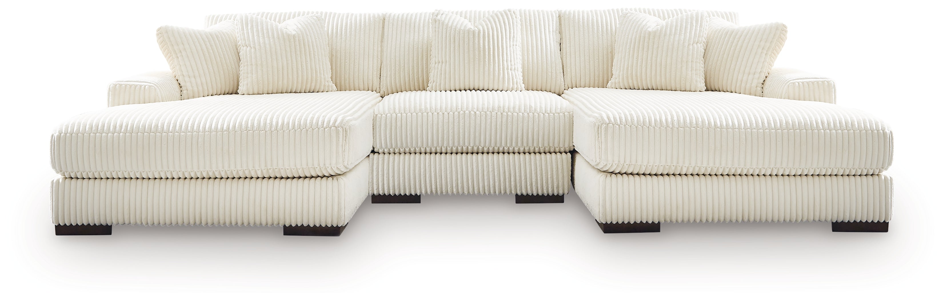 Hoover Furniture Outlet - Ashley Furniture - Lindyn 3-Piece Sectional with Double Chaise - RAF 3-Piece Sectional with Double Chaise / Ivory - 21104S18