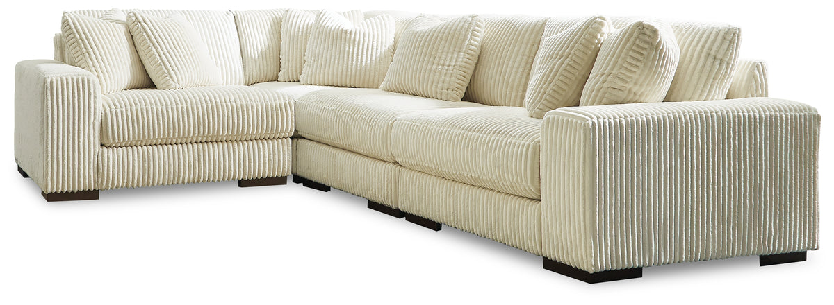 Hoover Furniture Outlet - Ashley Furniture - Lindyn 4-Piece Sectional - RAF 4-Piece Sectional / Ivory - 21104S8