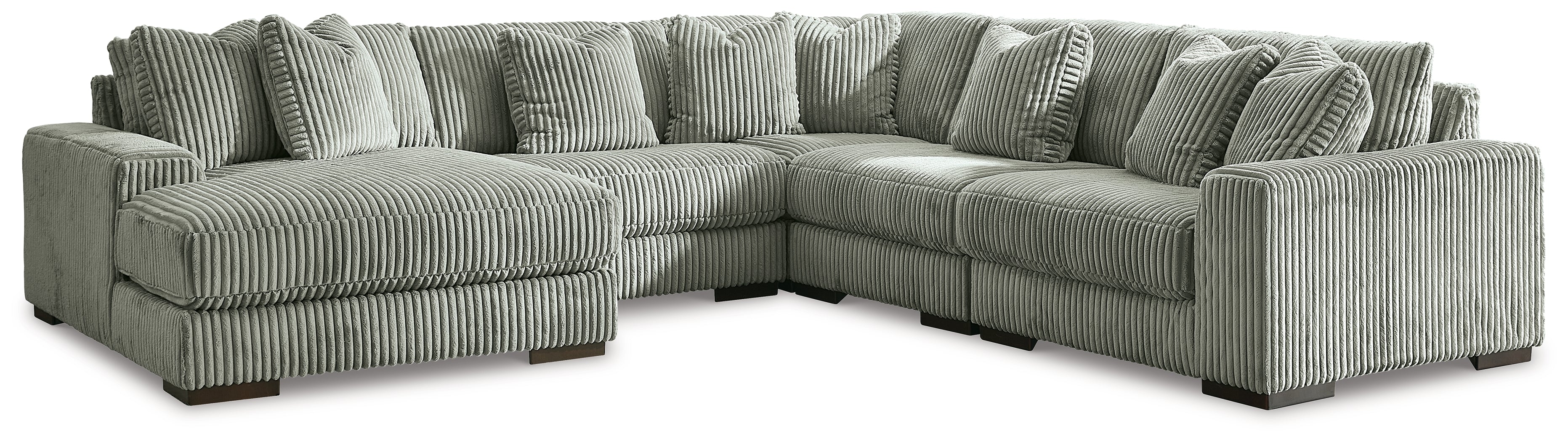 Hoover Furniture Outlet - Ashley Furniture - Lindyn 5-Piece Sectional with Chaise - RAF 5-Piece Sectional with Chaise / Fog - 21105S6