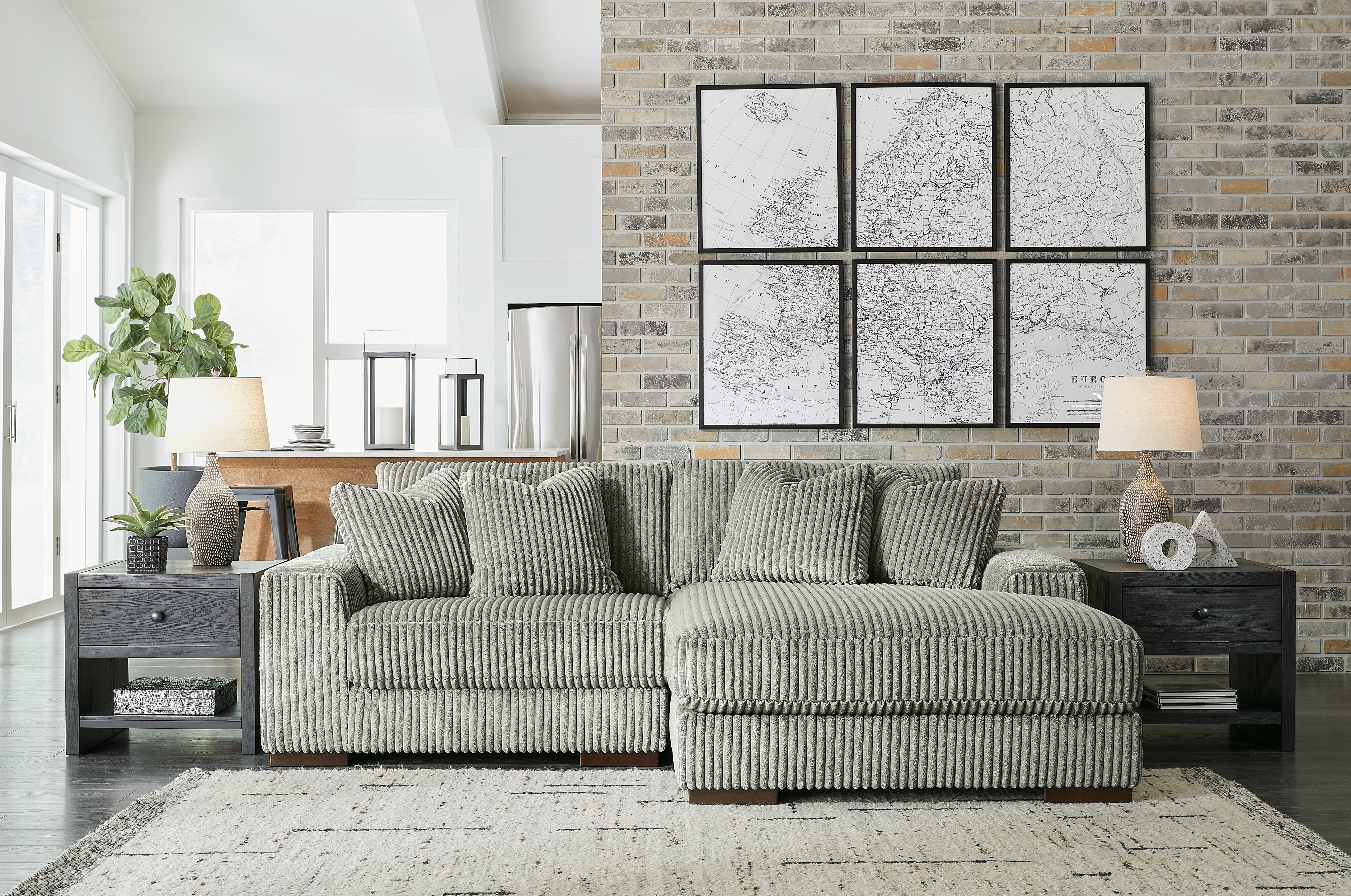 Hoover Furniture Outlet - Ashley Furniture - Lindyn 2-Piece Sectional with Chaise - RAF 2-Piece Sectional with Chaise / Fog - 21105S4
