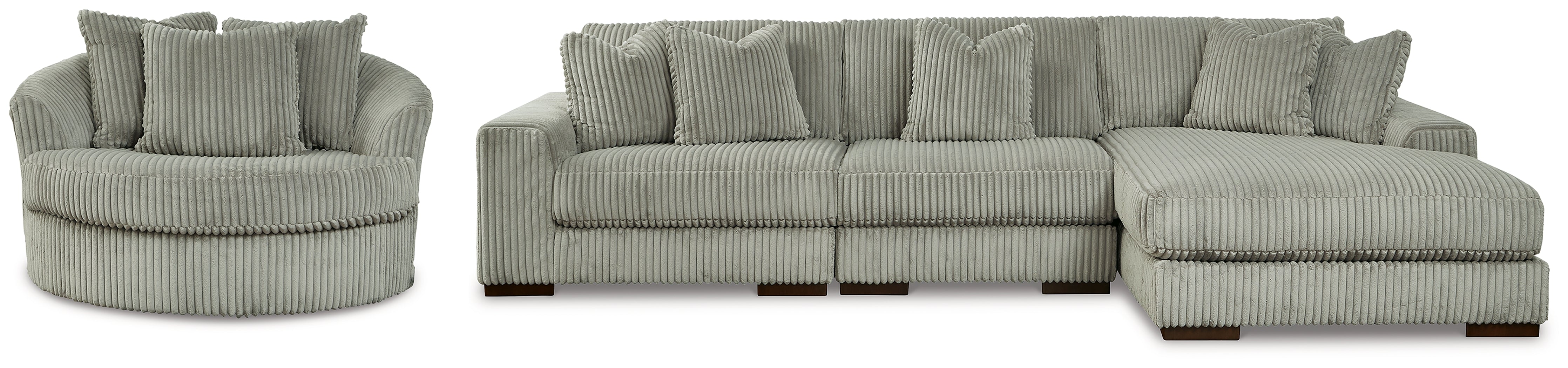 Hoover Furniture Outlet - Ashley Furniture - Lindyn 3-Piece Sectional and Chair - 3-Piece Sectional and Chair / Fog - 21105U1