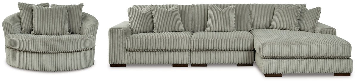 Hoover Furniture Outlet - Ashley Furniture - Lindyn 3-Piece Sectional and Chair - 3-Piece Sectional and Chair / Fog - 21105U1
