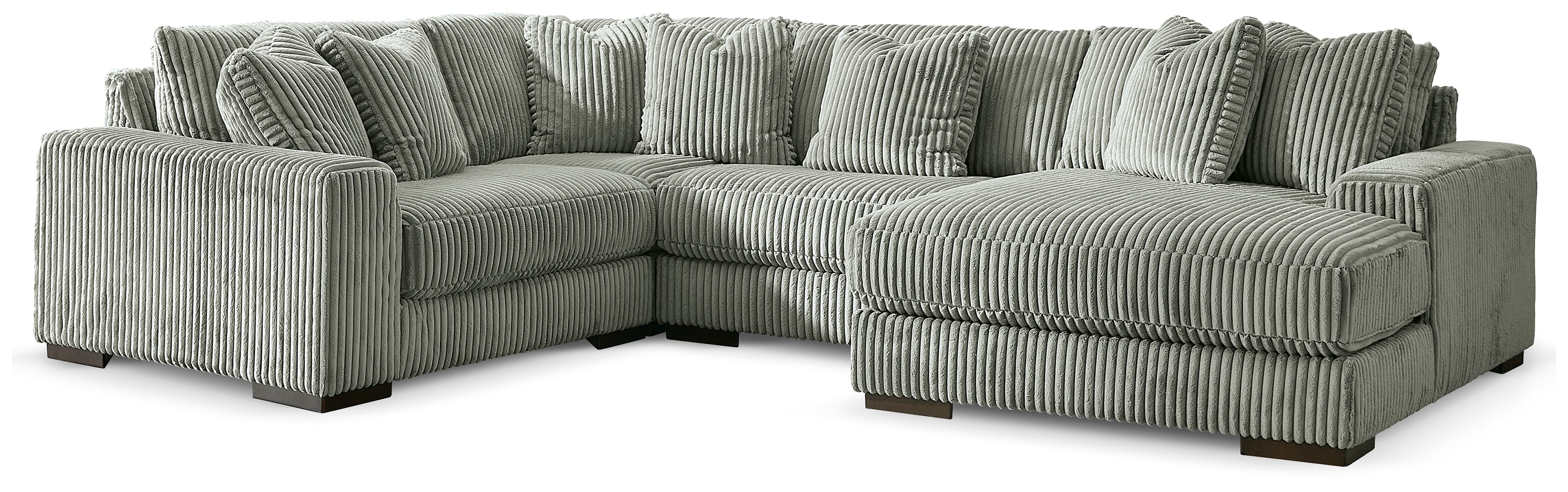 Hoover Furniture Outlet - Ashley Furniture - Lindyn 4-Piece Sectional with Chaise - RAF 4-Piece Sectional with Chaise / Fog - 21105S15