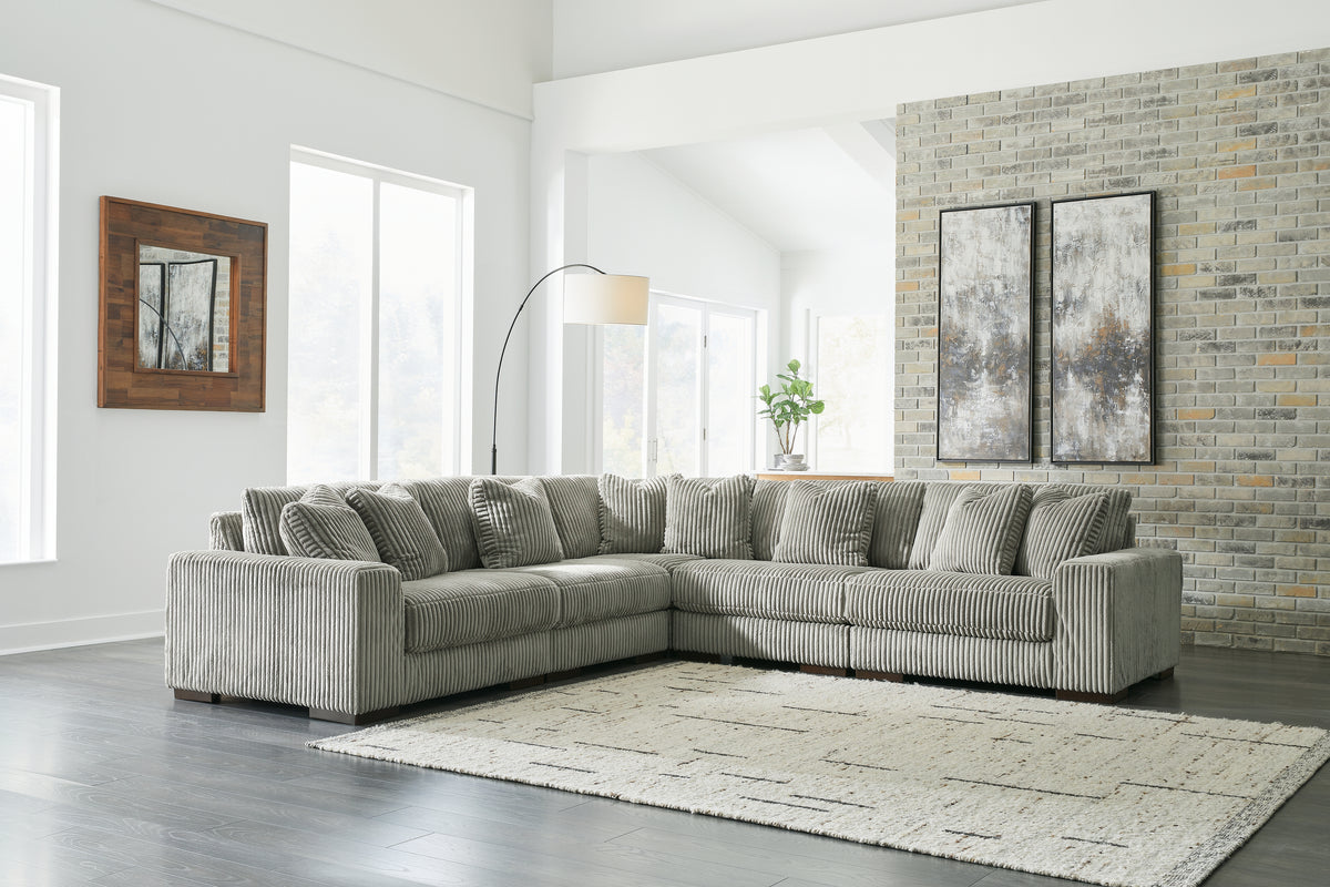 Hoover Furniture Outlet - Ashley Furniture - Lindyn 5-Piece Sectional - RAF 5-Piece Sectional / Fog - 21105S5