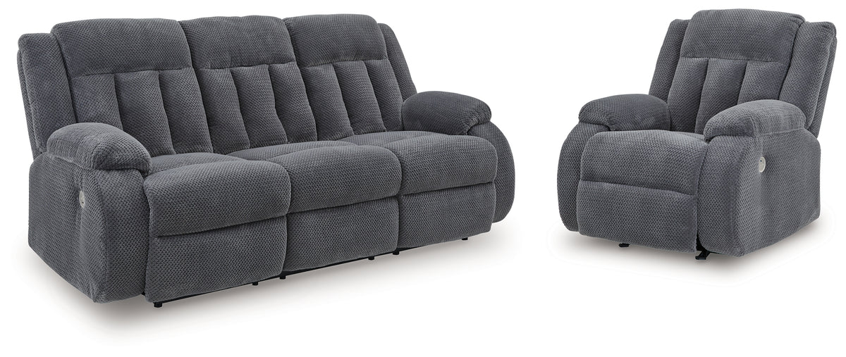 Hoover Furniture Outlet - Ashley Furniture - Observation Power Reclining Sofa and Power Recliner - Power Reclining Sofa and Power Recliner / Steel - PC21405U1