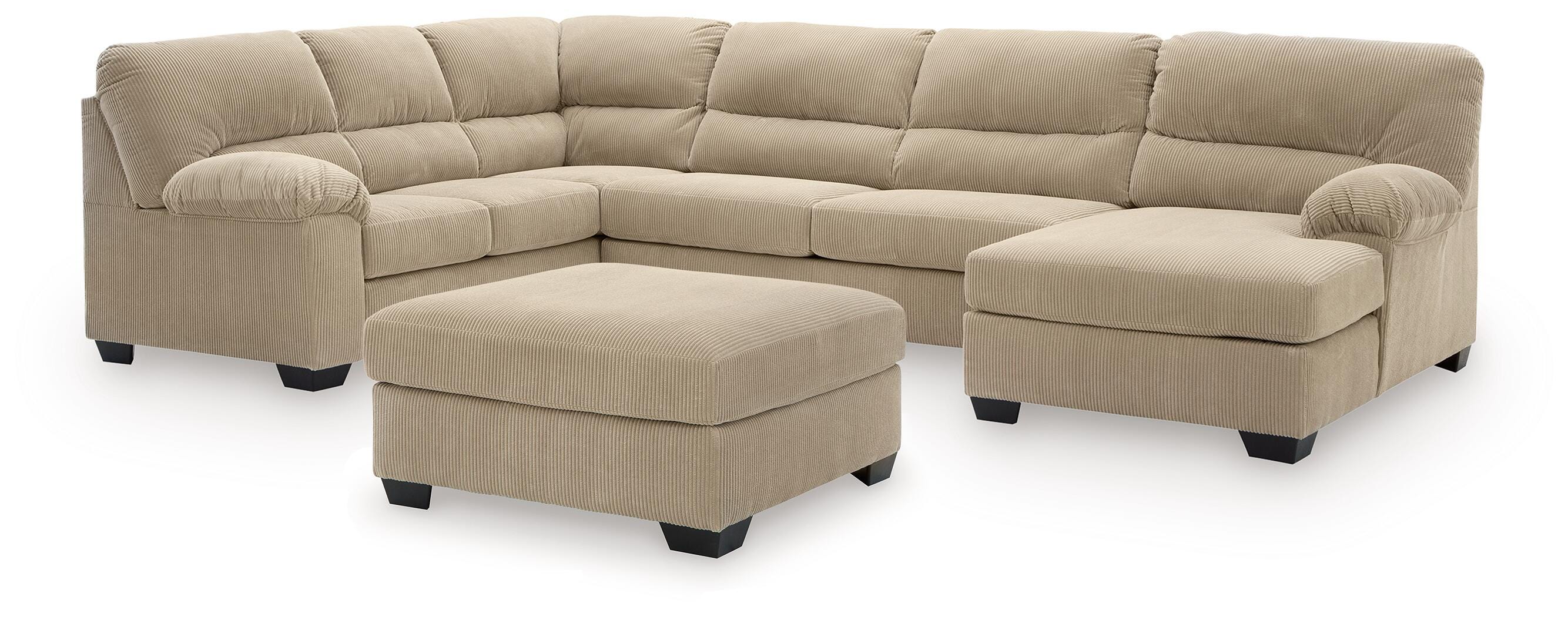 Hoover Furniture Outlet - Ashley Furniture - SimpleJoy 3-Piece Sectional and Ottoman - 3-Piece Sectional and Ottoman - 24203U3