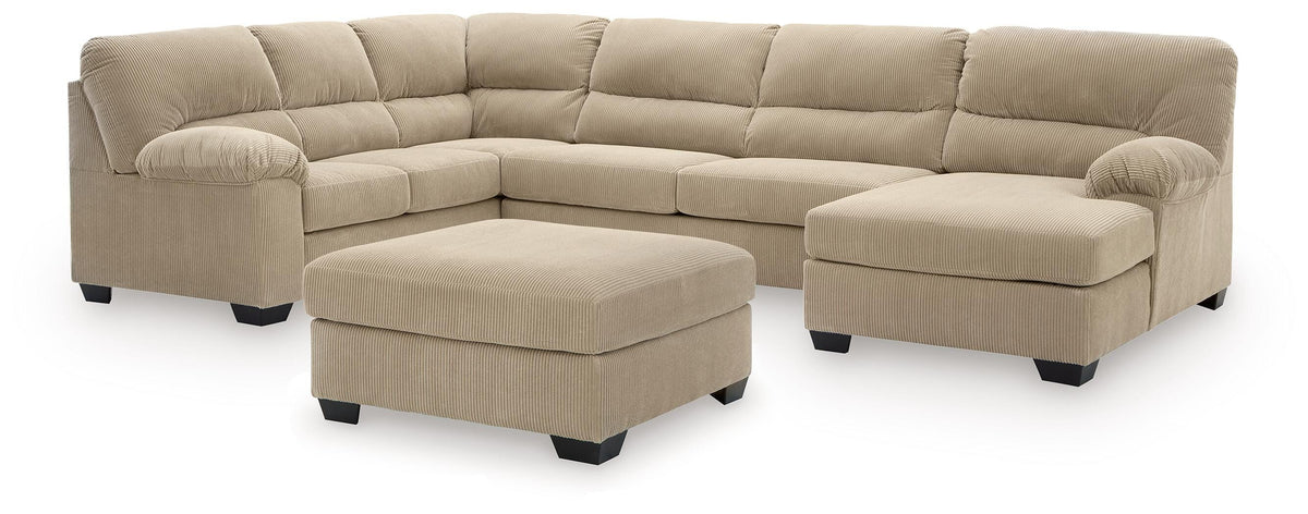 Hoover Furniture Outlet - Ashley Furniture - SimpleJoy 3-Piece Sectional and Ottoman - 3-Piece Sectional and Ottoman - 24203U3