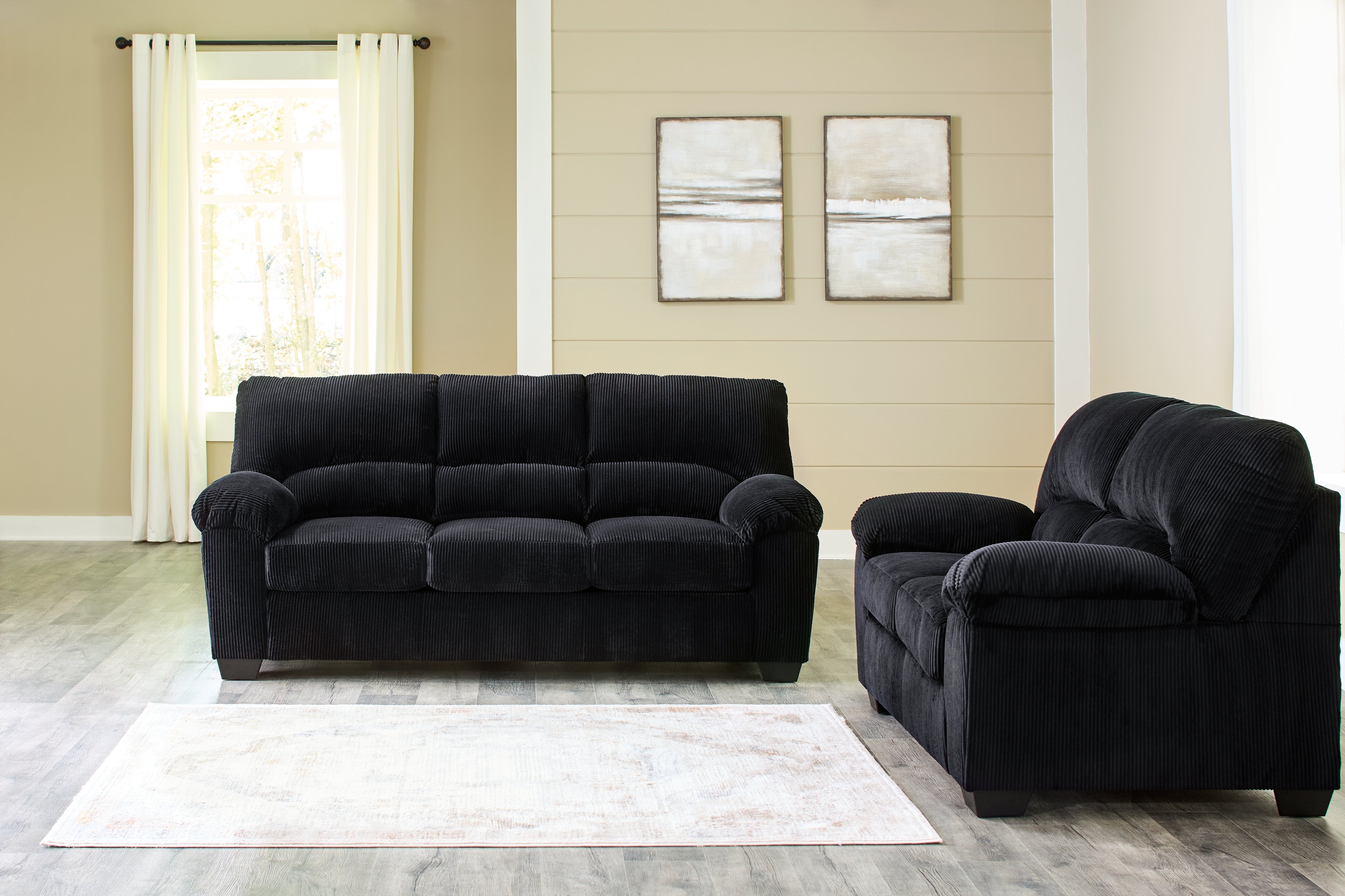 Hoover Furniture Outlet - Ashley Furniture - SimpleJoy Sofa and Loveseat - Sofa and Loveseat / Onyx - 24204U1
