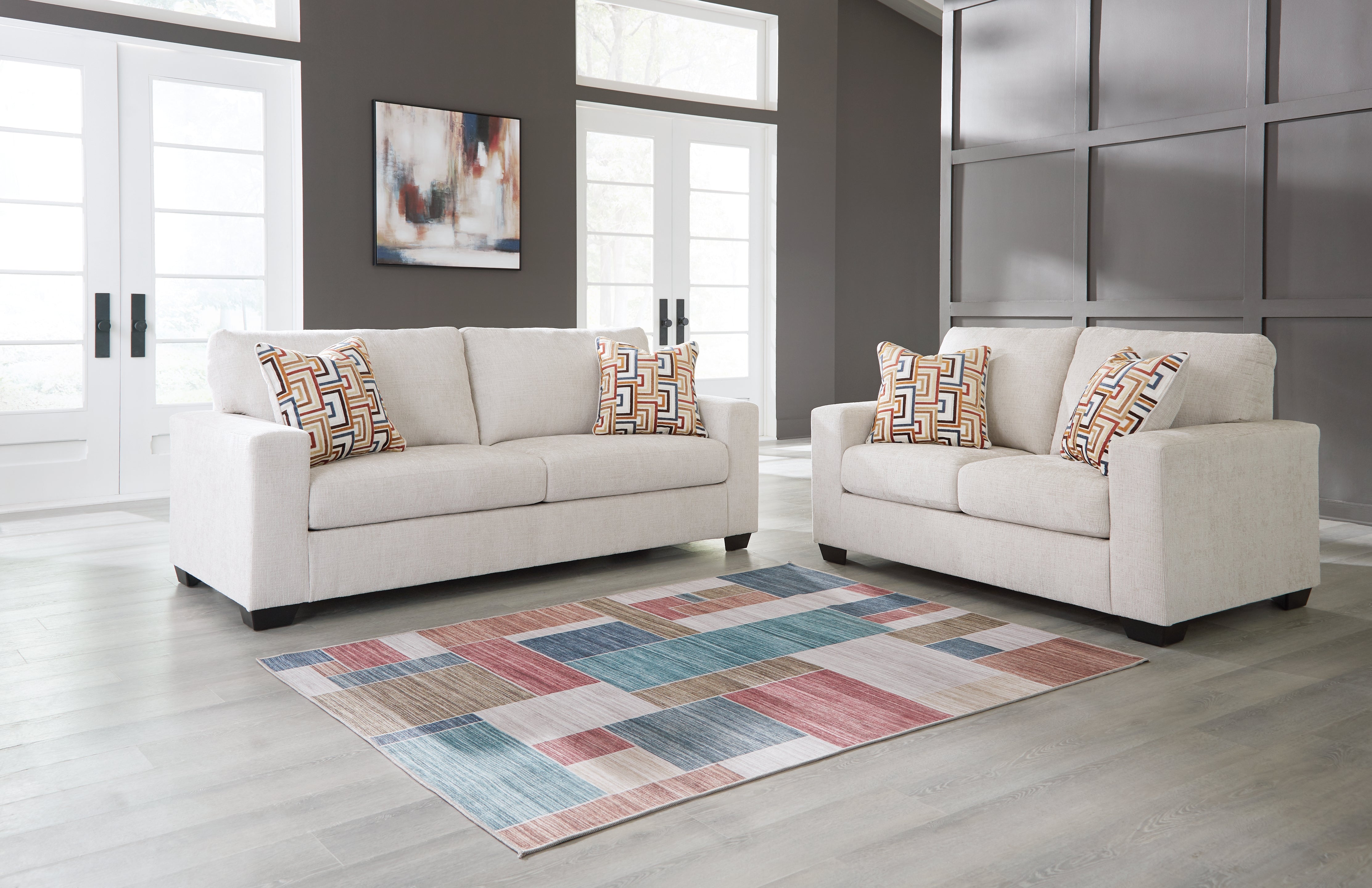 Hoover Furniture Outlet - Ashley Furniture - Aviemore Sofa and Loveseat - Sofa and Loveseat / Stone - 24305U2