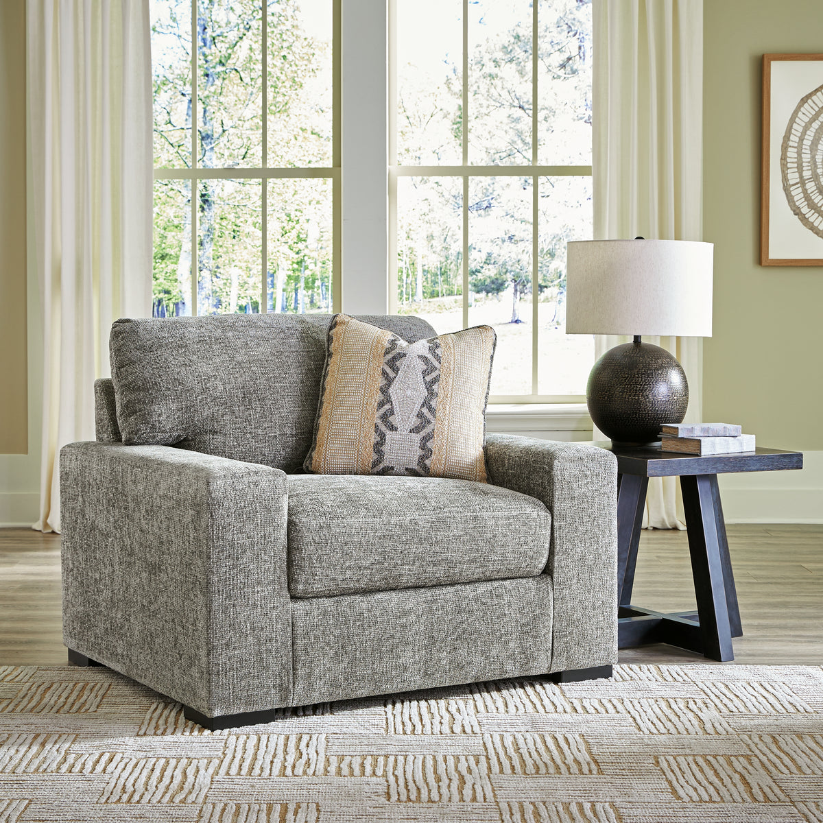 Hoover Furniture Outlet - Ashley Furniture - Dunmor Oversized Chair - Chair and a Half / Graphite - 2490423