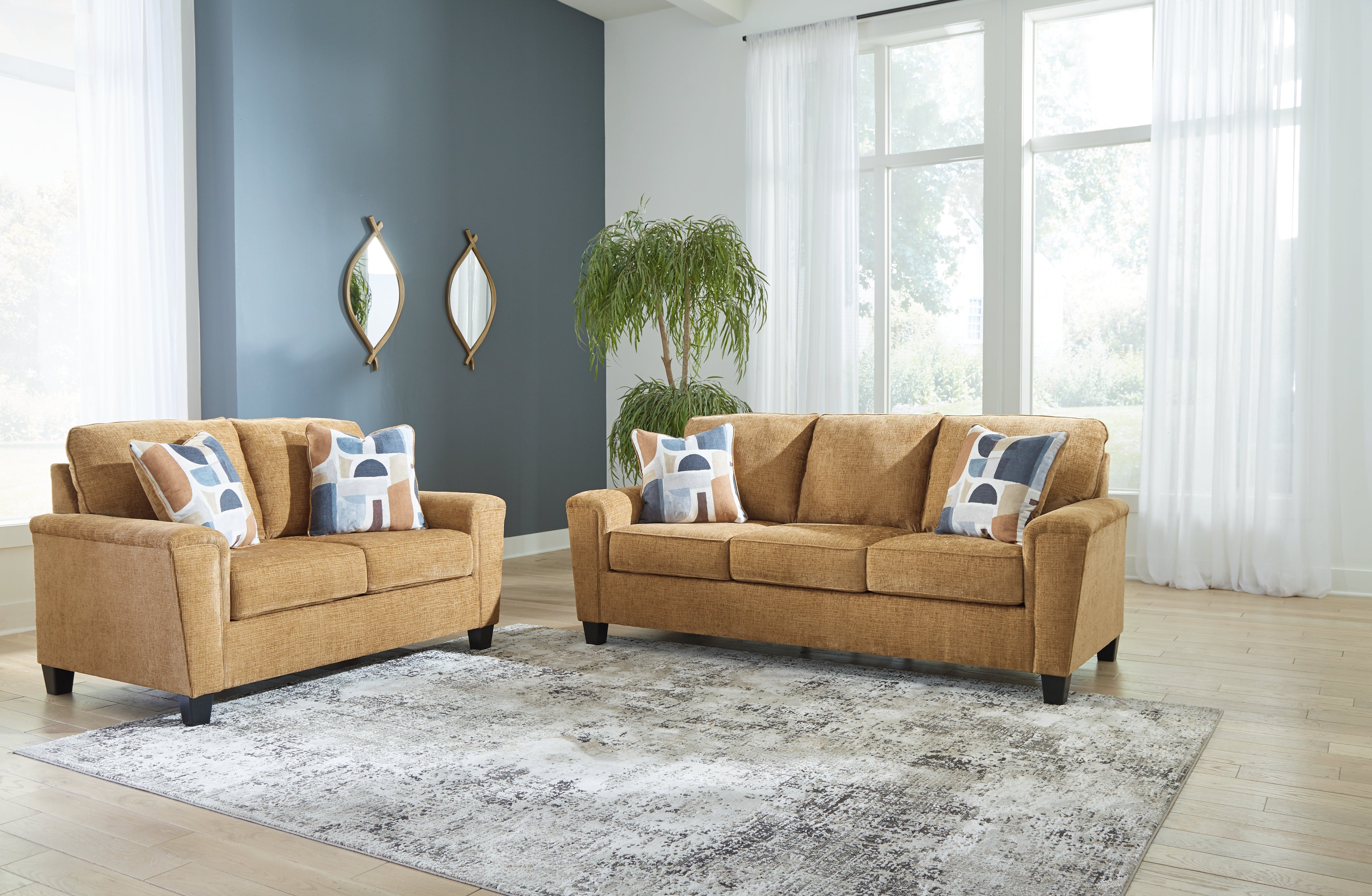 Hoover Furniture Outlet - Ashley Furniture - Erinslane Sofa and Loveseat - Sofa and Loveseat / Honey - 25207U1
