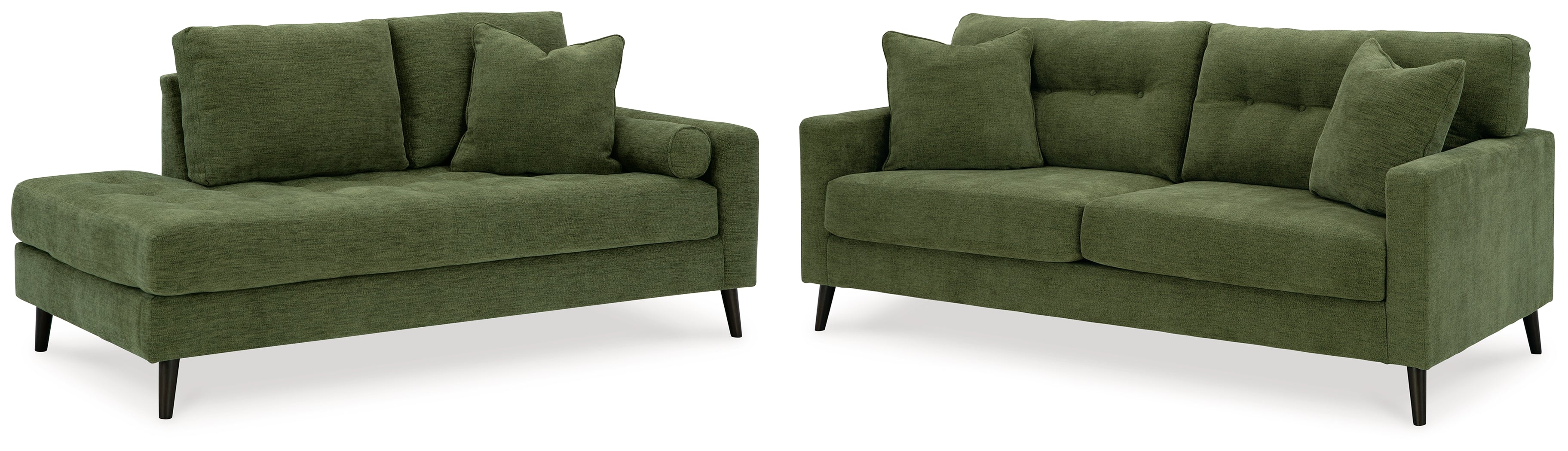 Hoover Furniture Outlet - Ashley Furniture - Bixler Sofa and Chaise - Sofa and Chaise / Olive - 26107U2