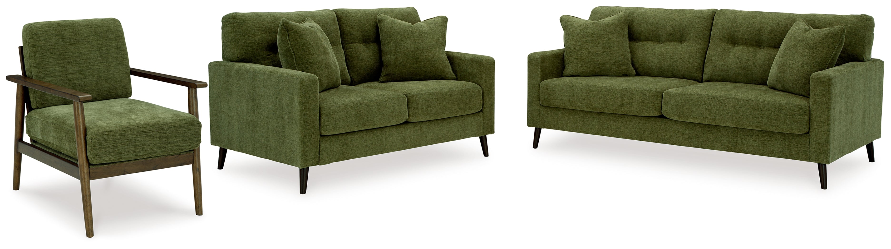 Hoover Furniture Outlet - Ashley Furniture - Bixler Sofa, Loveseat and Chair - Sofa, Loveseat and Chair / Olive - 26107U4