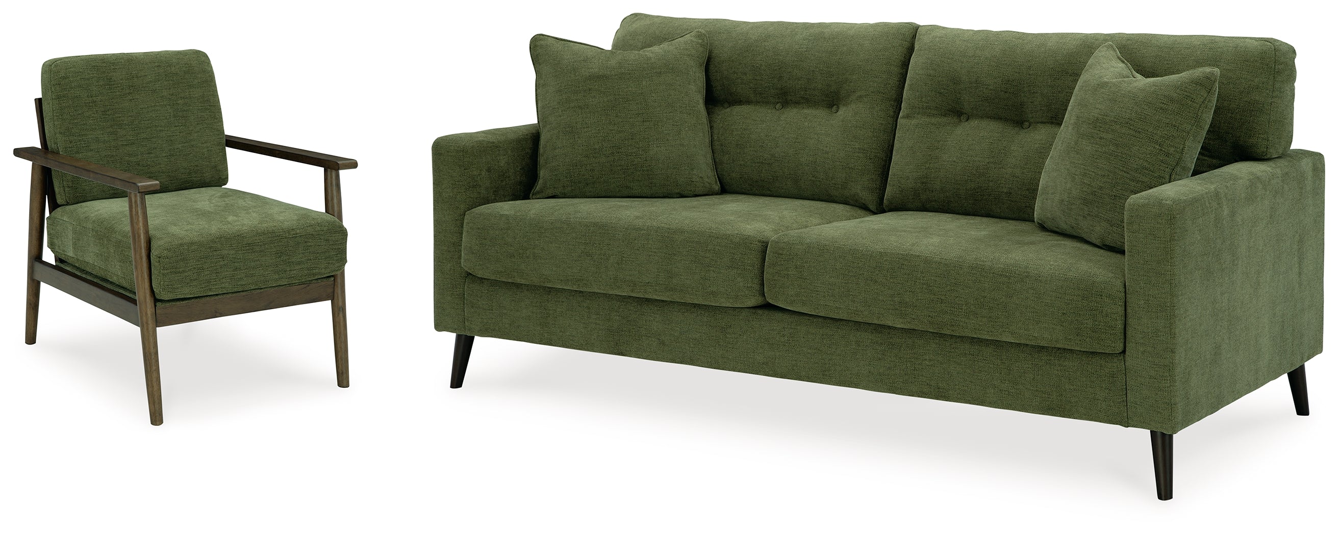 Hoover Furniture Outlet - Ashley Furniture - Bixler Sofa and Chair - Sofa and Chair / Olive - 26107U3
