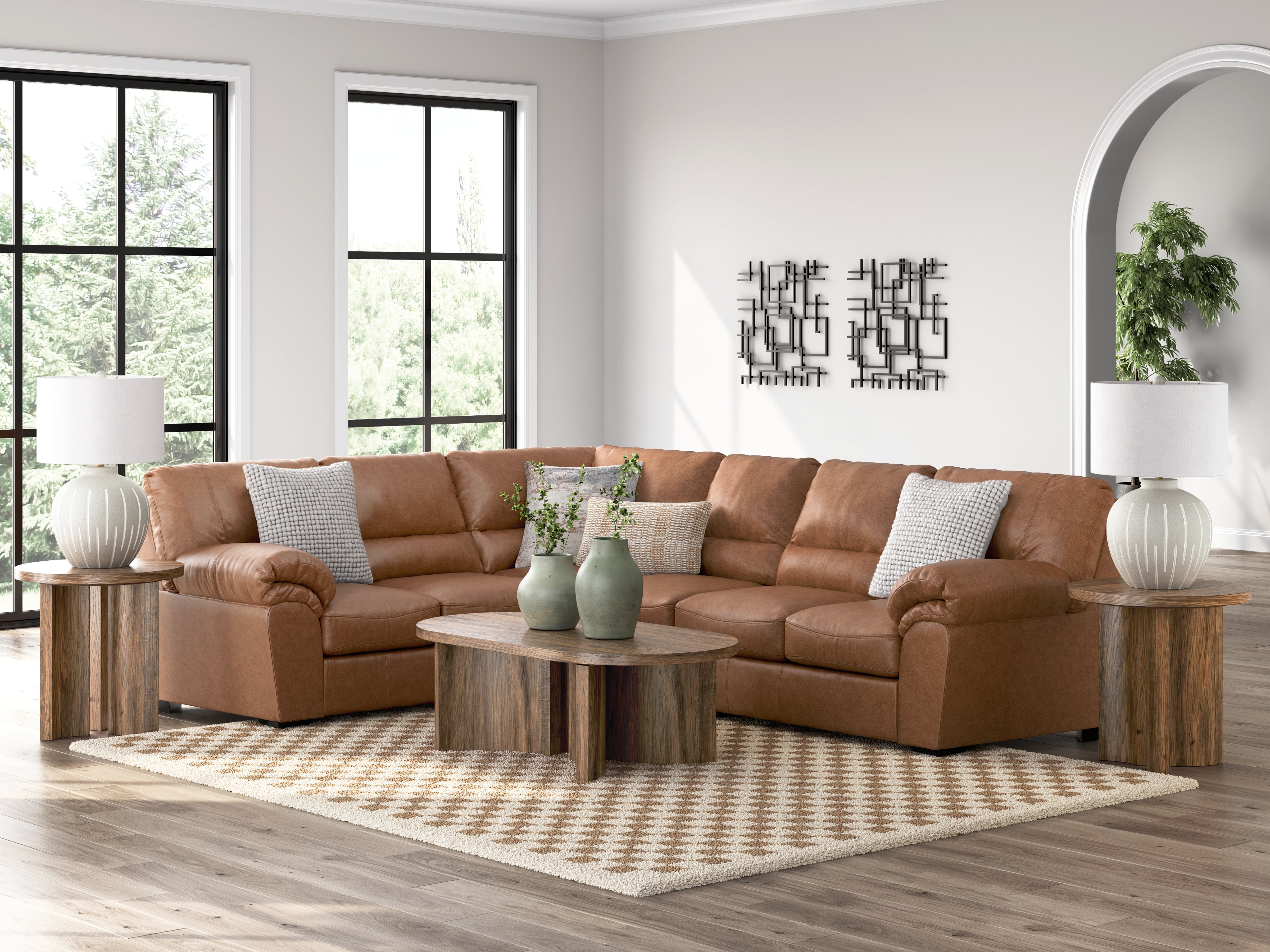 Hoover Furniture Outlet - Ashley Furniture - WillowBend 3-Piece Sectional - LAF 3-Piece Sectional / Caramel - PC27704S4