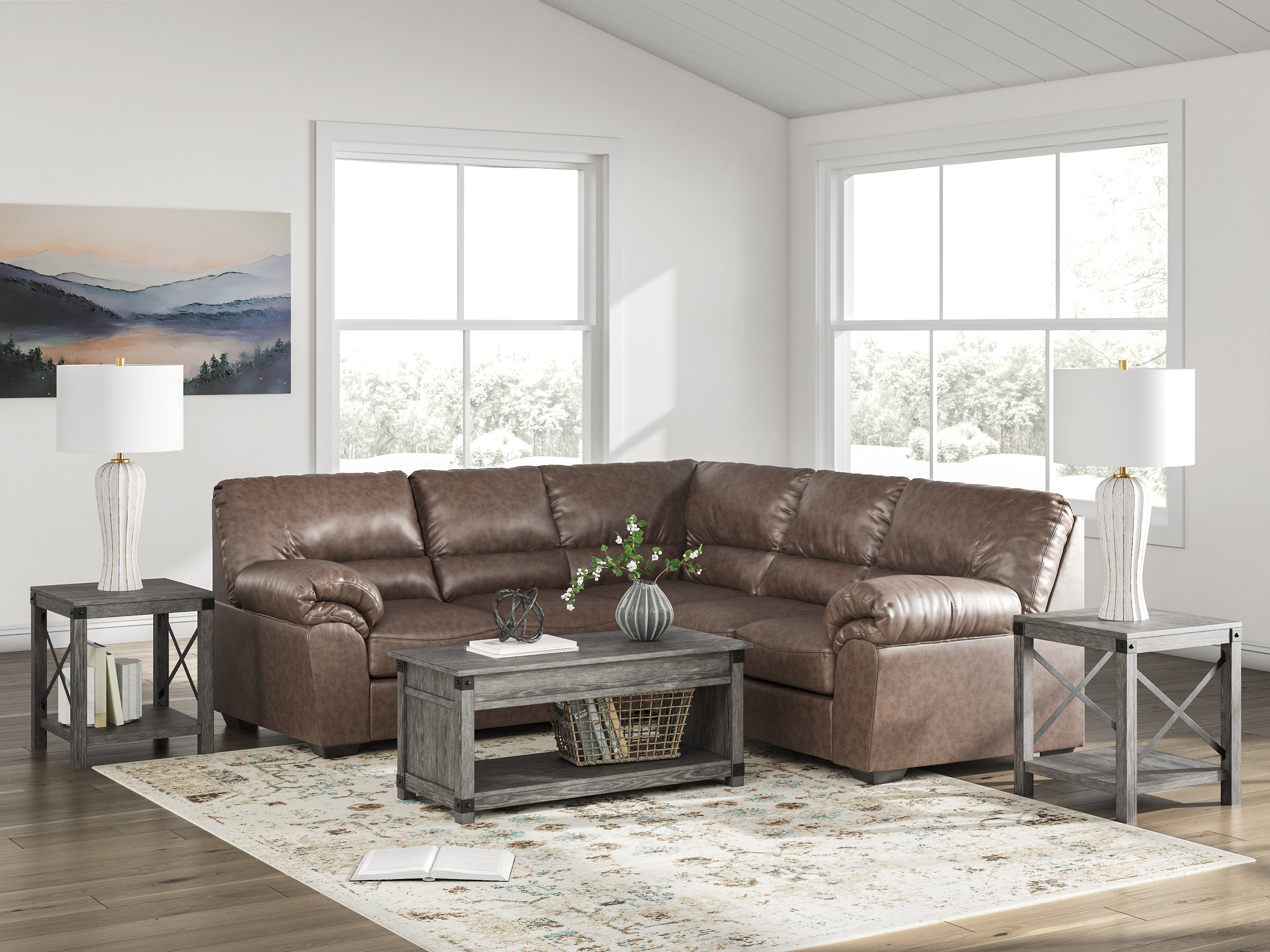 Hoover Furniture Outlet - Ashley Furniture - WillowBend 2-Piece Sectional - RAF 2-Piece Sectional / Umber - PC27705S1