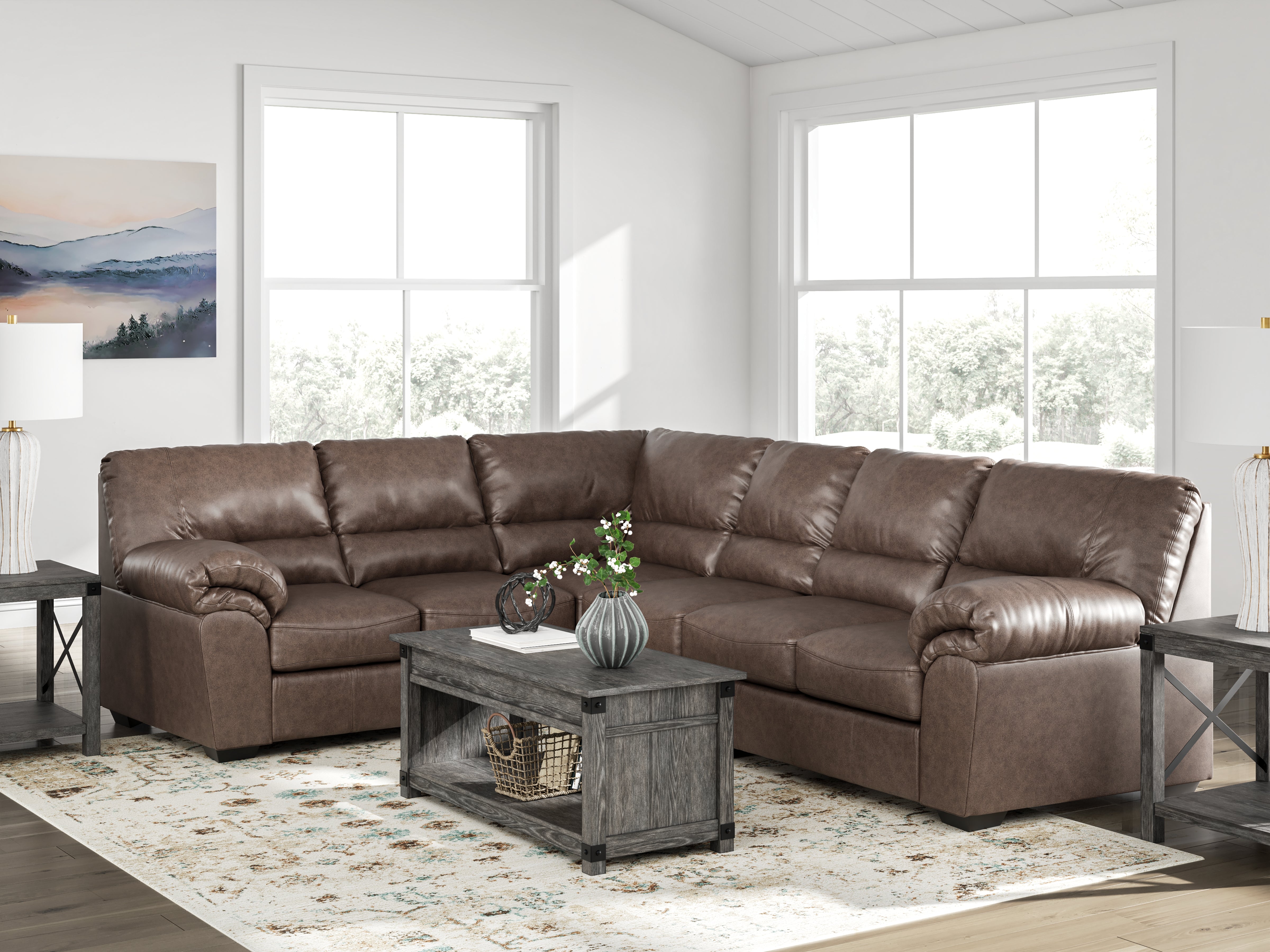 Hoover Furniture Outlet - Ashley Furniture - WillowBend 3-Piece Sectional - LAF 3-Piece Sectional / Umber - PC27705S4