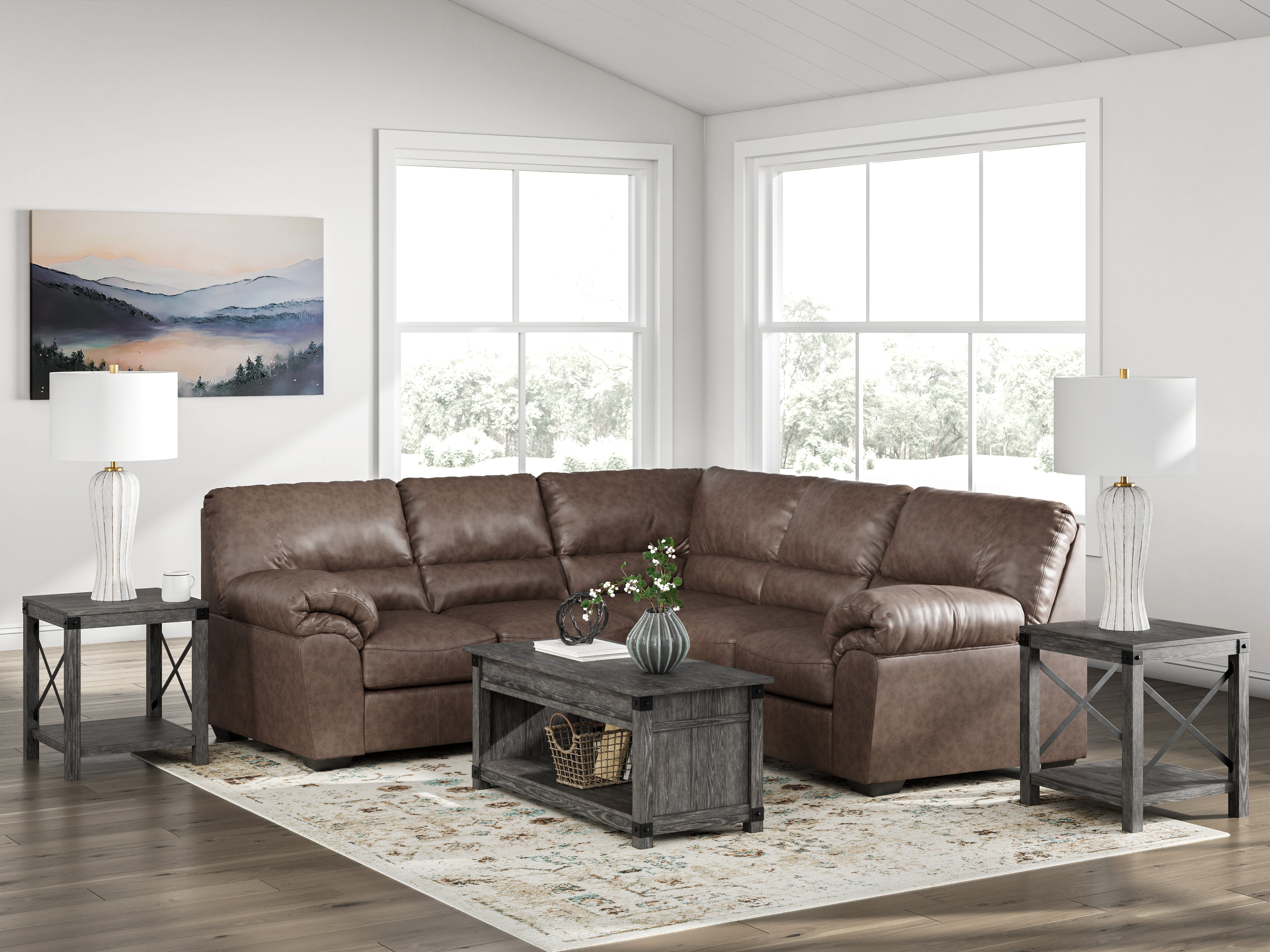 Hoover Furniture Outlet - Ashley Furniture - WillowBend 2-Piece Sectional - LAF 2-Piece Sectional / Umber - PC27705S2