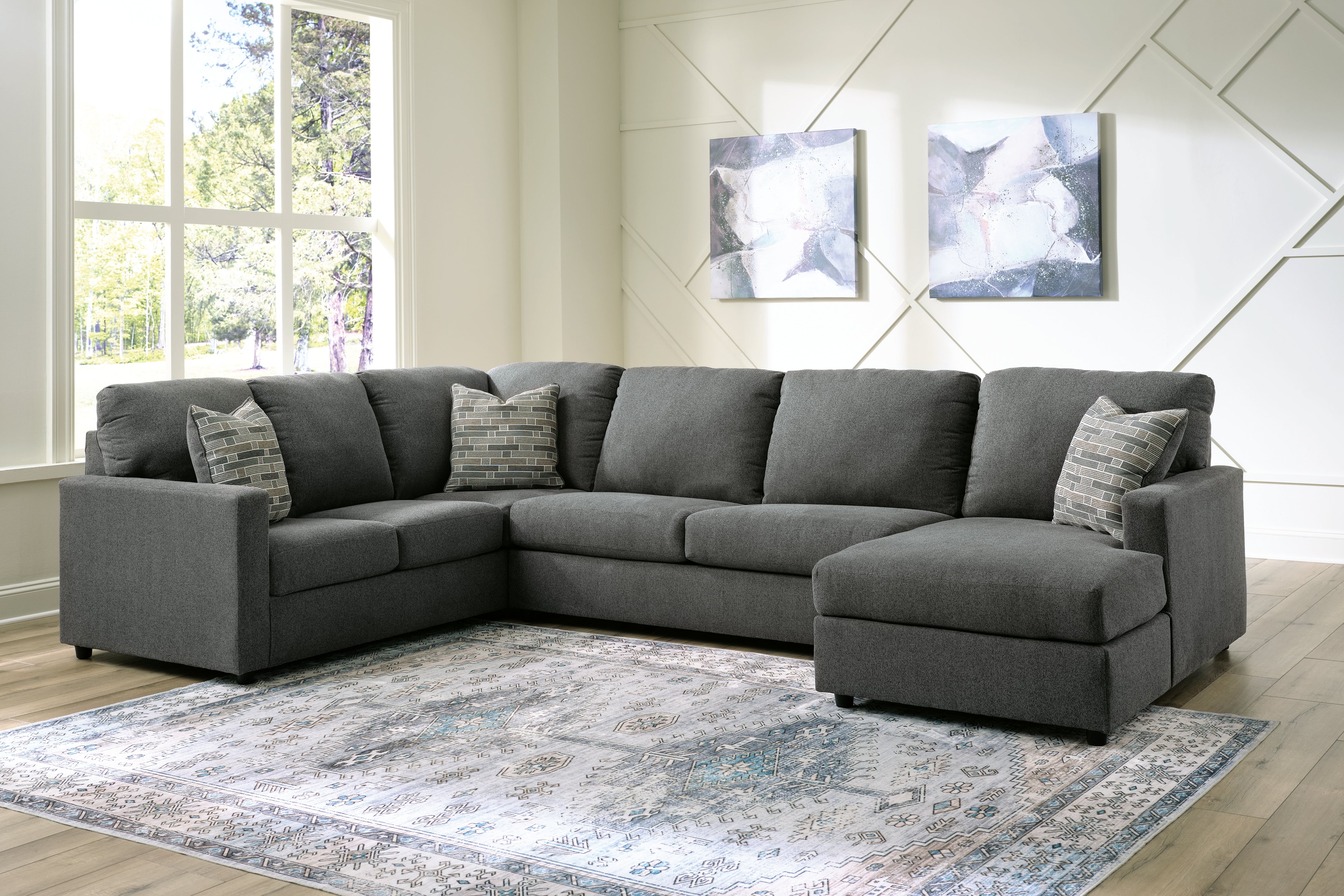 Hoover Furniture Outlet - Ashley Furniture - Edenfield 3-Piece Sectional with Chaise - LAF 3-Piece Sectional with Chaise / Charcoal - 29003S2