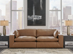 Hoover Furniture Outlet - Ashley Furniture - Emilia 2-Piece Sectional Loveseat - RAF 2-Piece Sectional Loveseat / Caramel - 30901S1