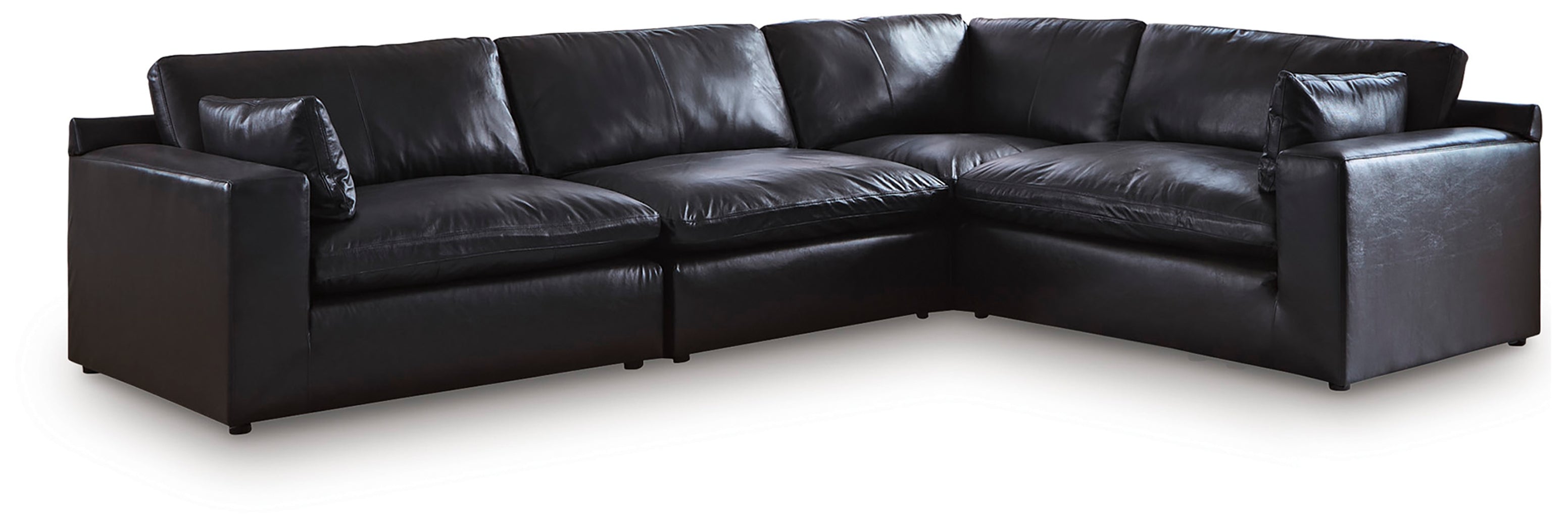 Hoover Furniture Outlet - Ashley Furniture - Emilia 4-Piece Sectional - RAF 4-Piece Sectional / Black - 30902S3
