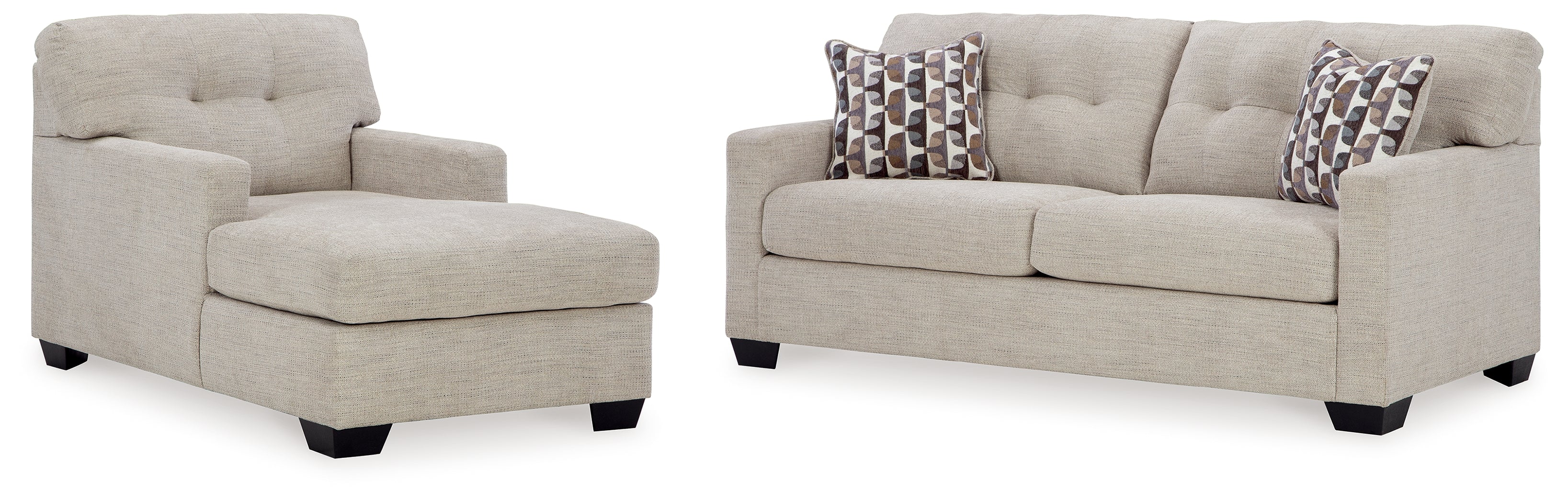 Hoover Furniture Outlet - Ashley Furniture - Mahoney Sofa and Chaise - Sofa and Chaise / Pebble - 31004U2