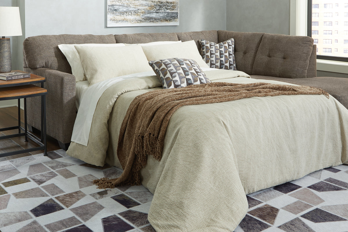 Hoover Furniture Outlet - Ashley Furniture - Mahoney 2-Piece Sleeper Sectional with Chaise - 2-Piece Sleeper Sectional with Chaise / Chocolate - 31005S4