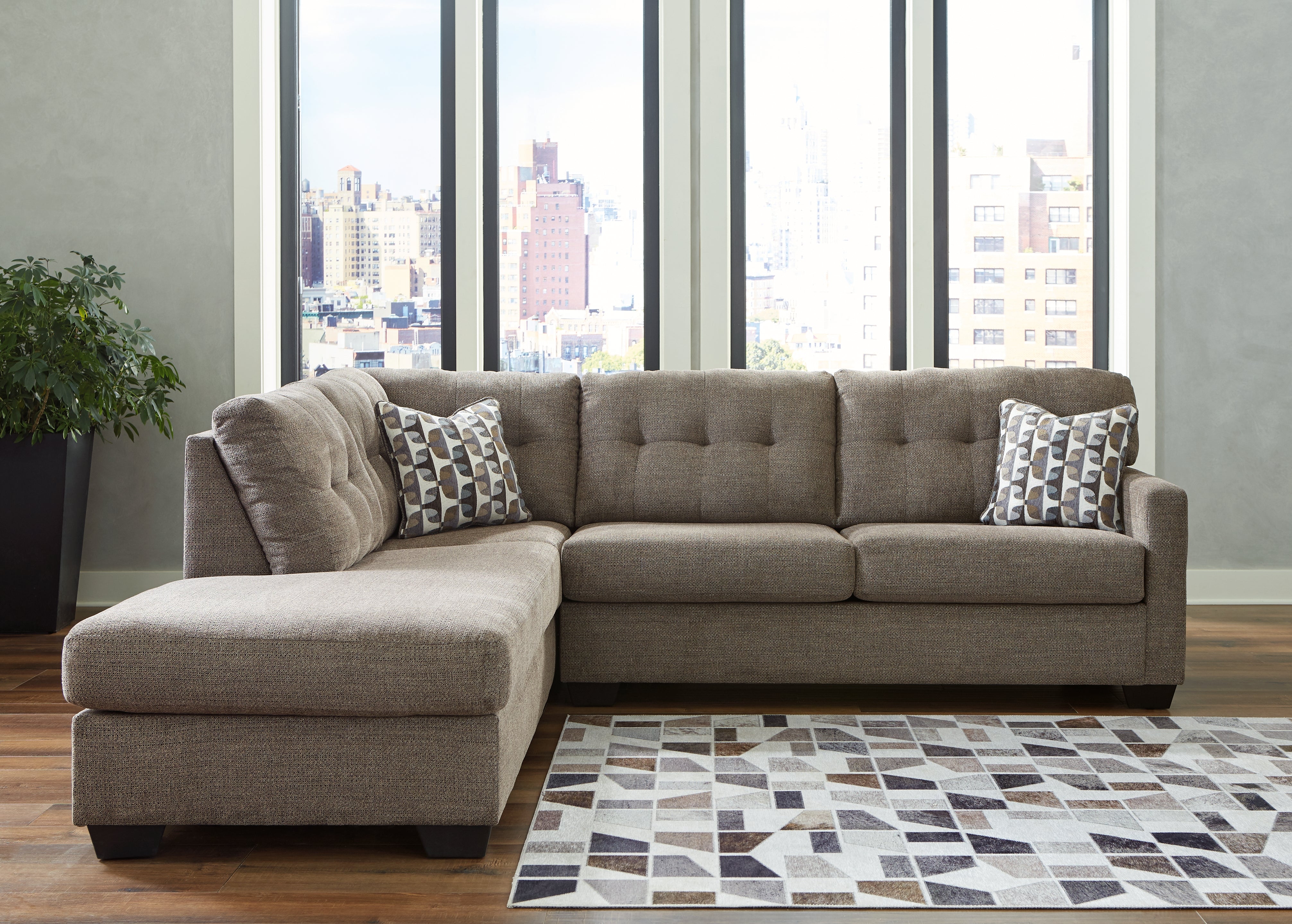 Hoover Furniture Outlet - Ashley Furniture - Mahoney 2-Piece Sectional with Chaise - RAF 2-Piece Sectional with Chaise / Chocolate - 31005S1