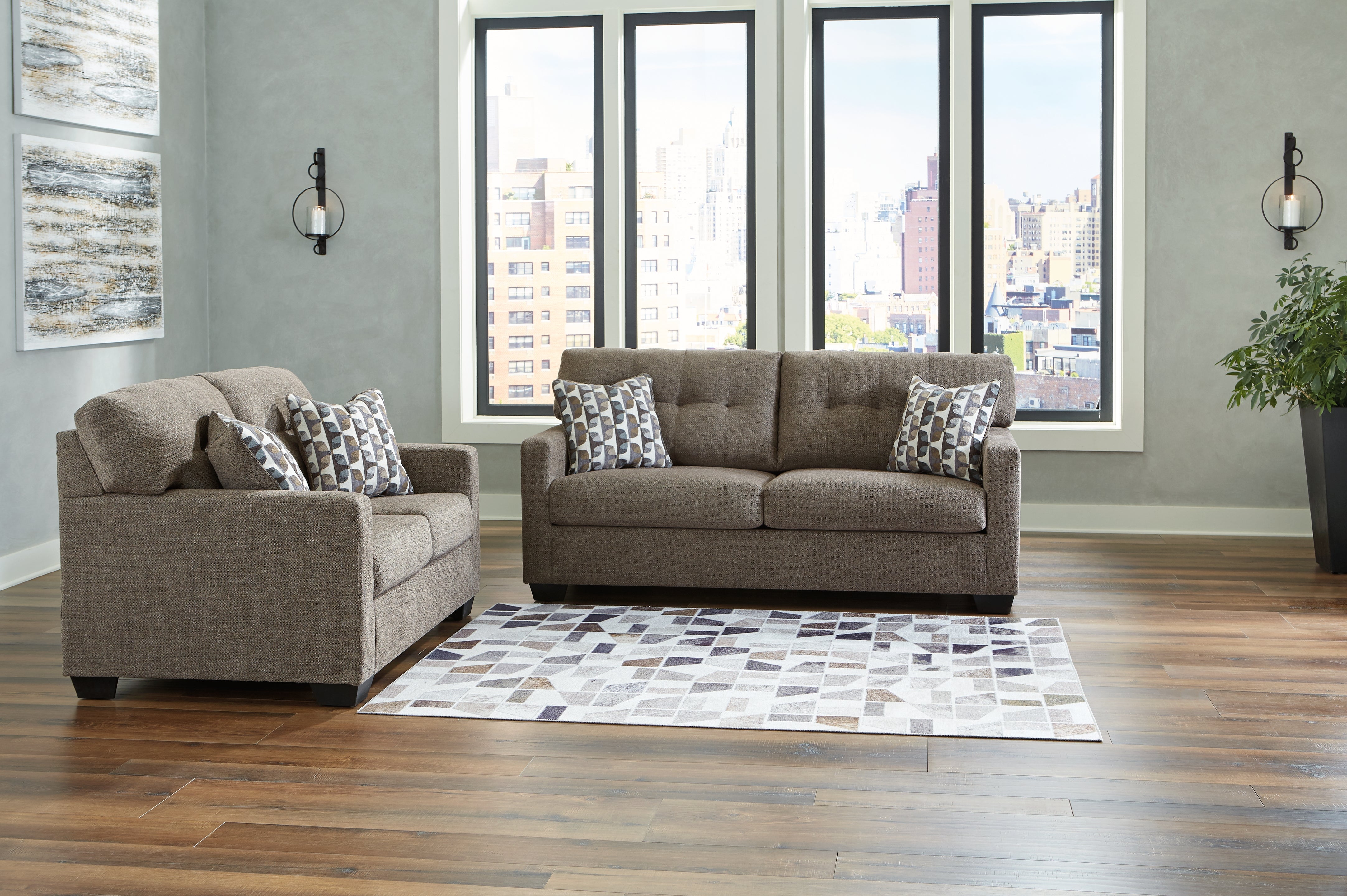 Hoover Furniture Outlet - Ashley Furniture - Mahoney Sofa and Loveseat - Sofa and Loveseat / Chocolate - 31005U1