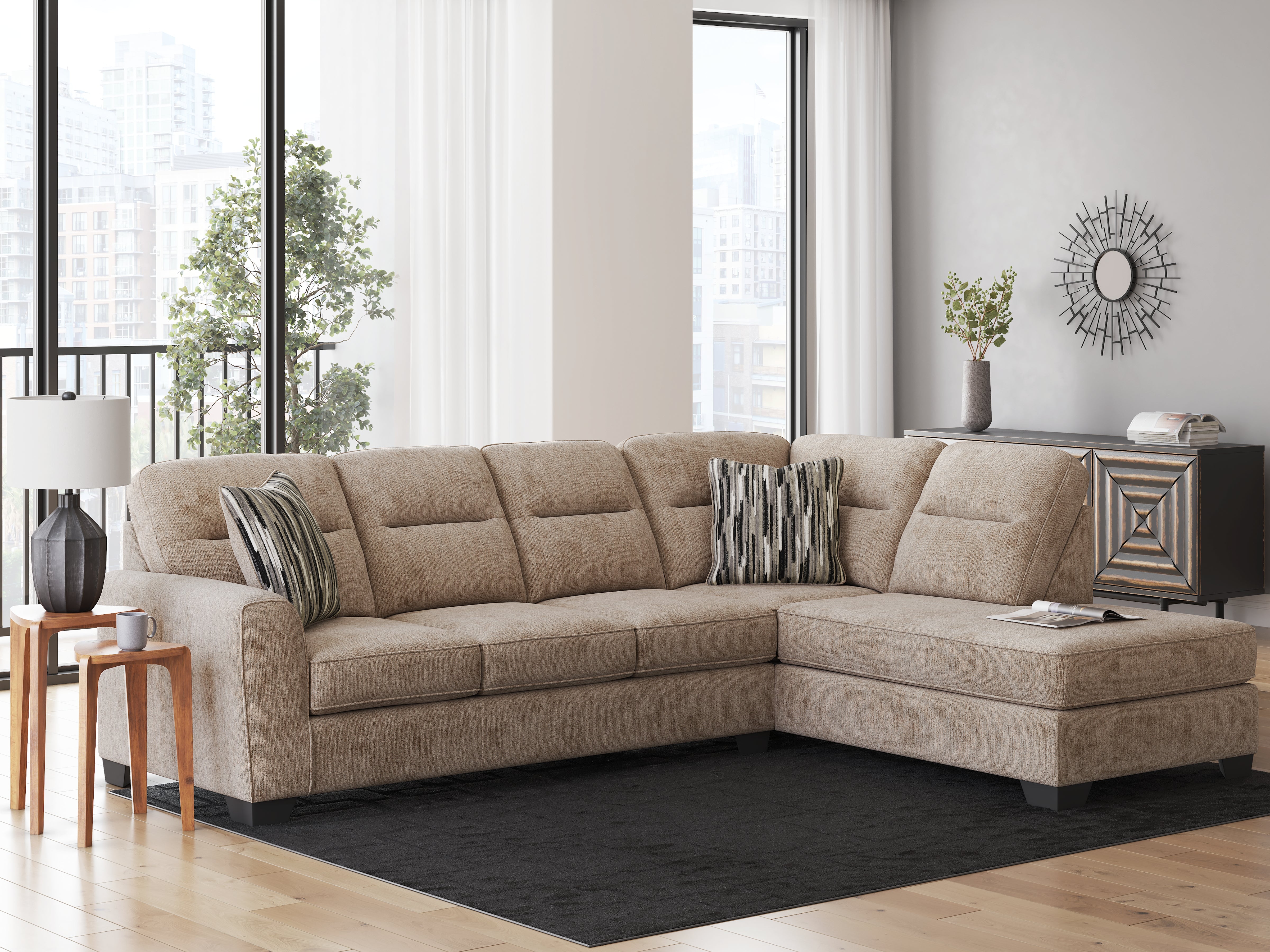 Hoover Furniture Outlet - Ashley Furniture - Olten 2-Piece Sectional with Chaise - LAF 2-Piece Sectional with Chaise / Mocha - 31304S2