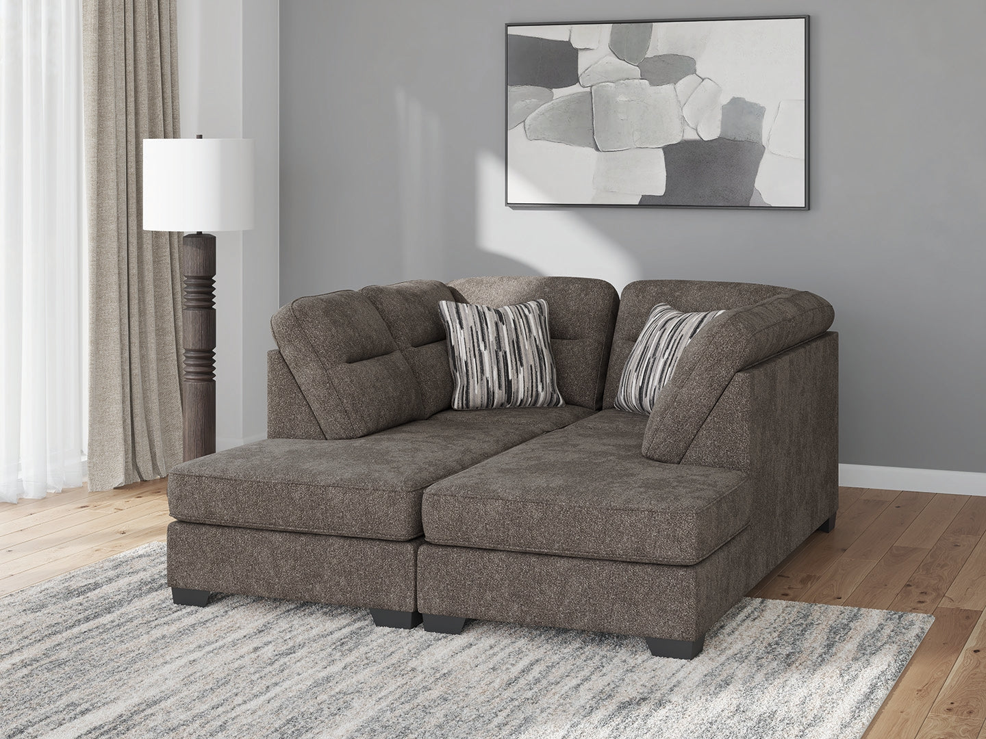 Hoover Furniture Outlet - Ashley Furniture - Olten 2-Piece Super Chaise - RAF 2-Piece Super Chaise / Graphite - 31305S3