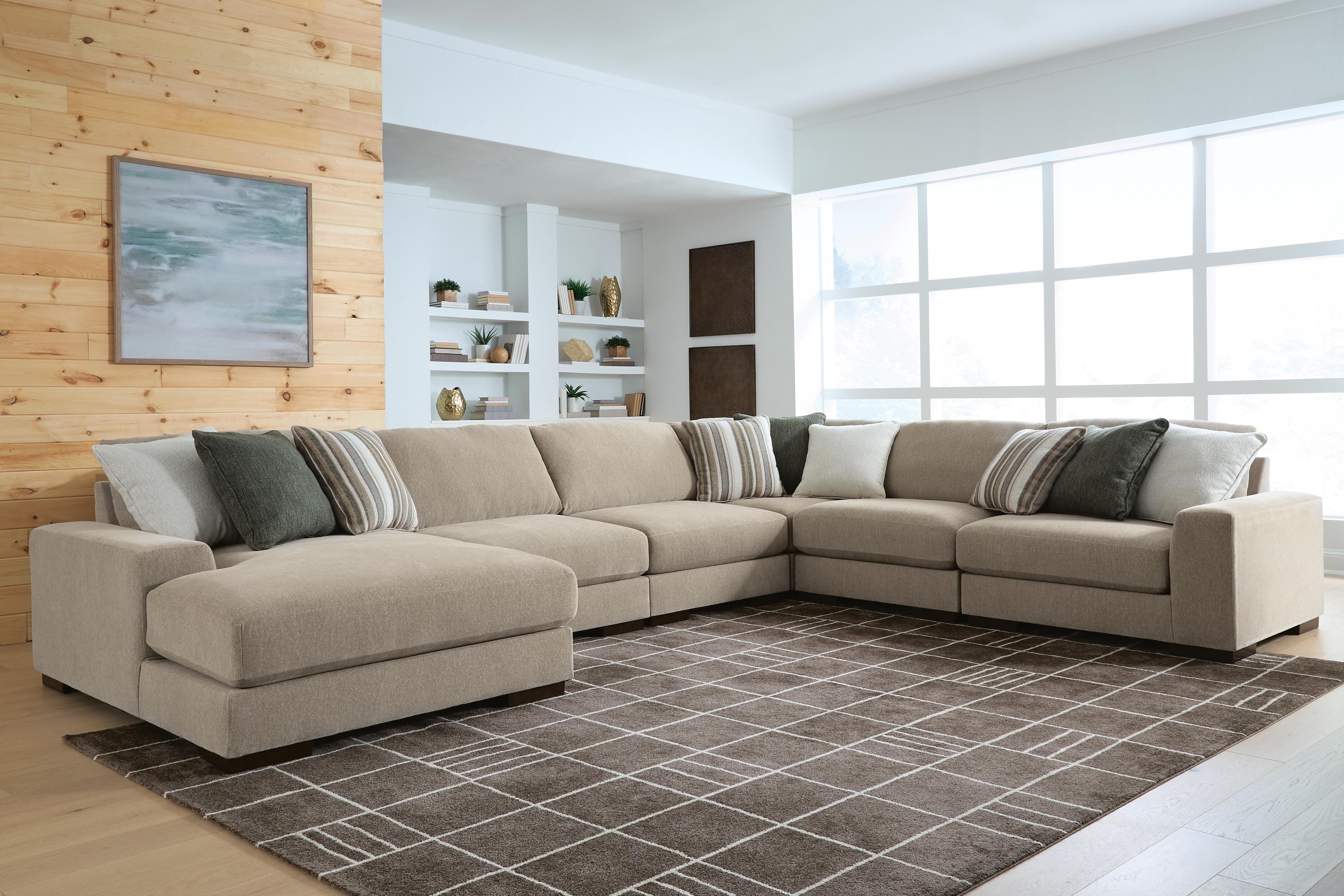 Hoover Furniture Outlet - Ashley Furniture - Linenhause 6-Piece Sectional with Chaise - RAF 6-Piece Sectional with Chaise - 31803S14