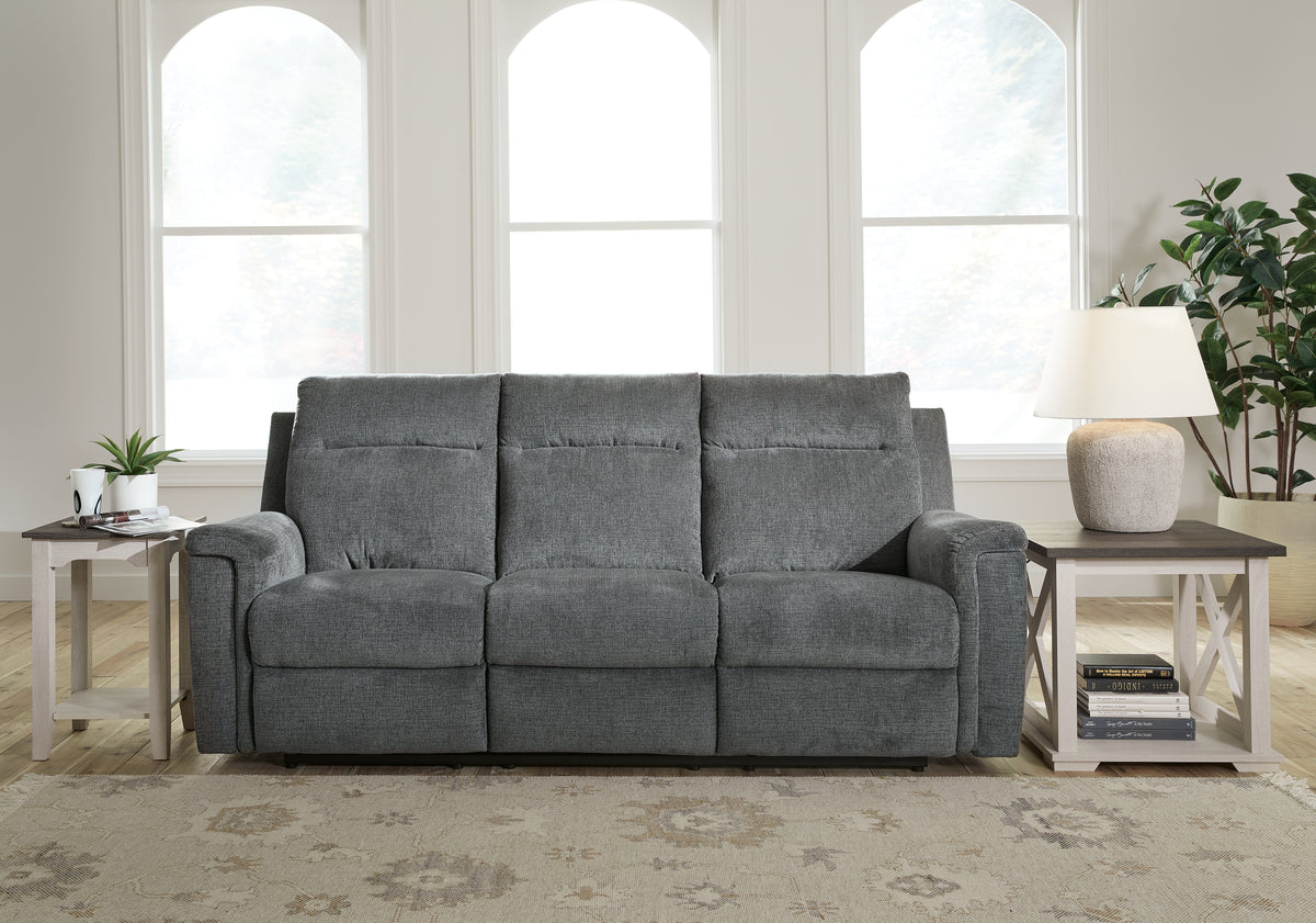 Hoover Furniture Outlet - Ashley Furniture - Barnsana Power Reclining Sofa - Reclining Power Sofa / Gravel - 3320287