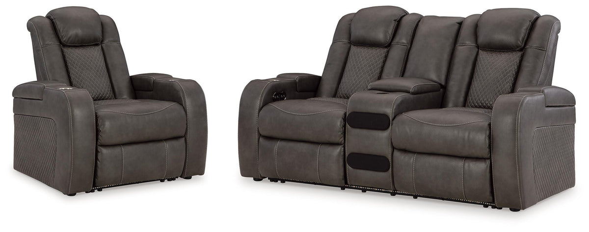 Hoover Furniture Outlet - Ashley Furniture - Fyne-Dyme Power Reclining Loveseat and Recliner - Power Reclining Loveseat and Recliner - 36602U4