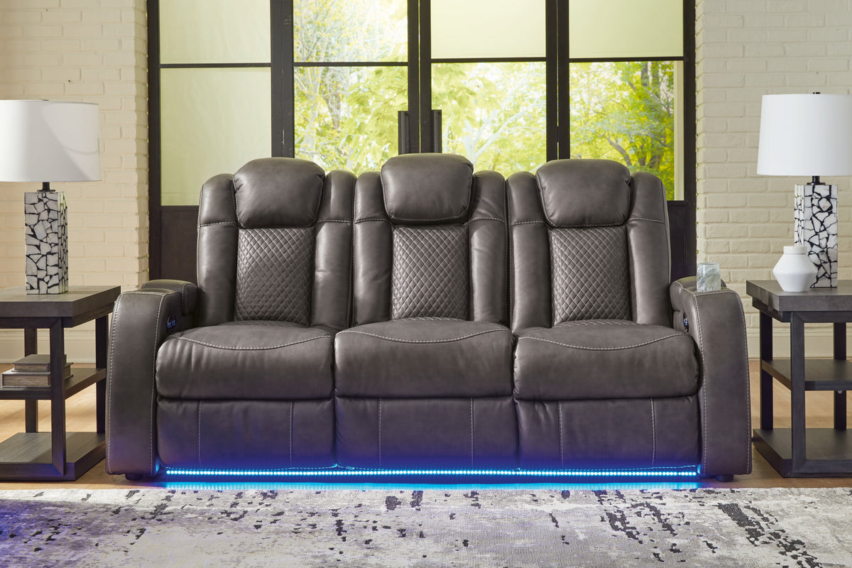 Hoover Furniture Outlet - Ashley Furniture - Fyne-Dyme Power Reclining Sofa - PWR REC Sofa with ADJ Headrest / Shadow - 3660215