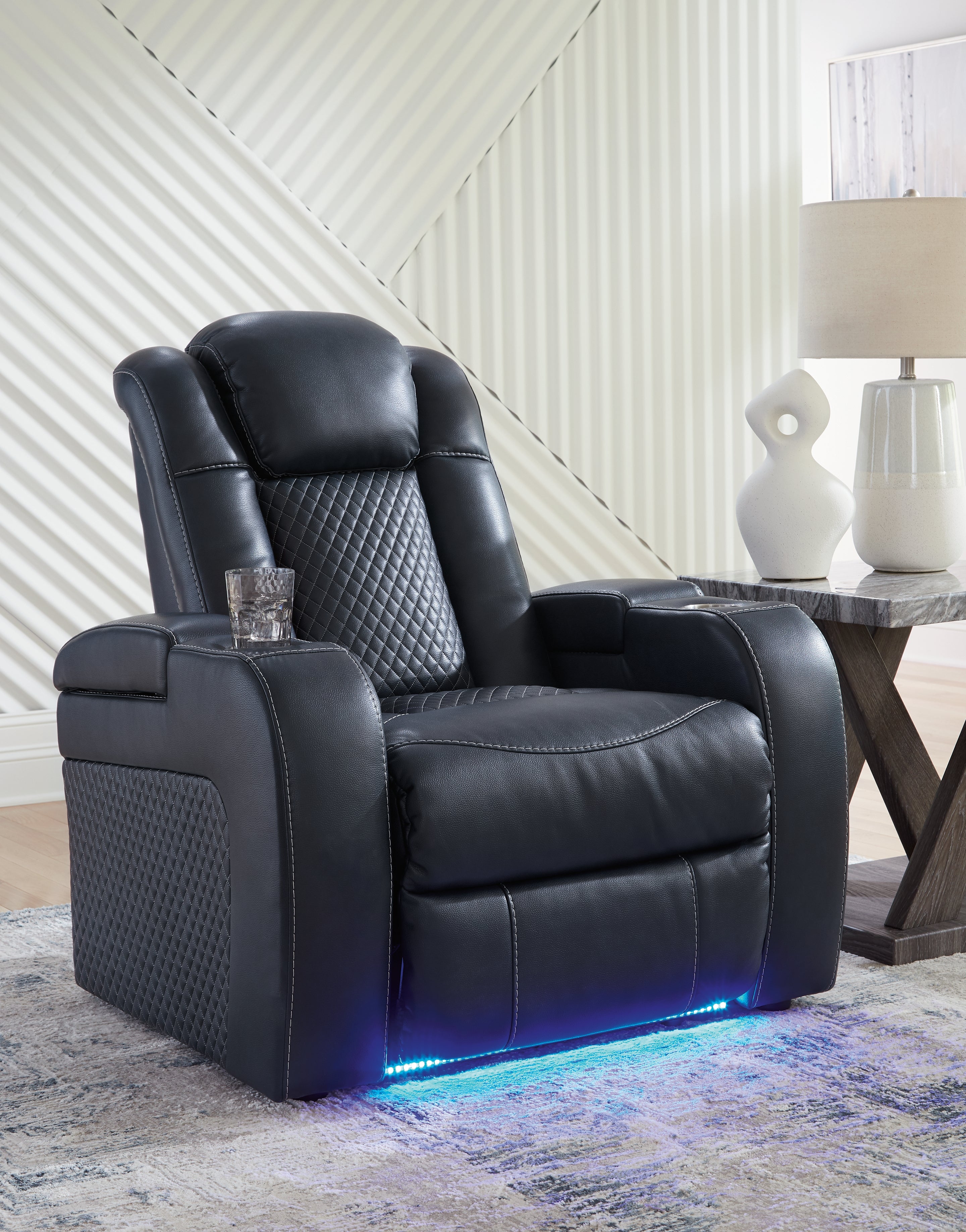 Hoover Furniture Outlet - Ashley Furniture - Fyne-Dyme Power Recliner - PWR Recliner/ADJ Headrest / Sapphire - 3660313