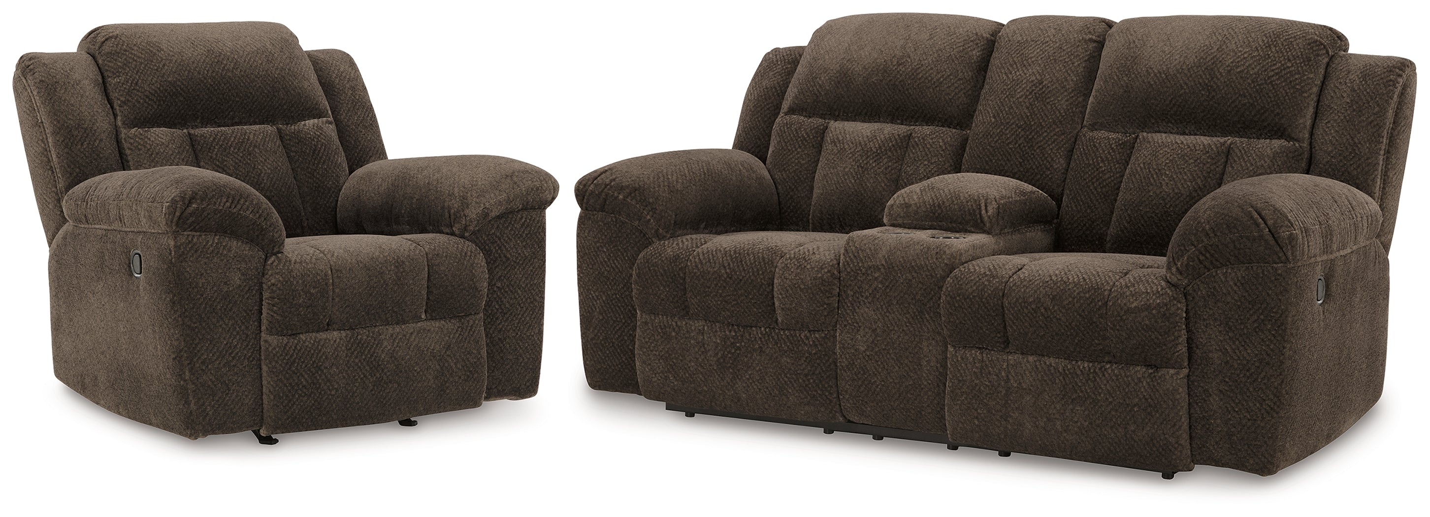 Hoover Furniture Outlet - Ashley Furniture - Frohn Reclining Loveseat and Recliner - Reclining Loveseat and Recliner / Chocolate - 37407U3