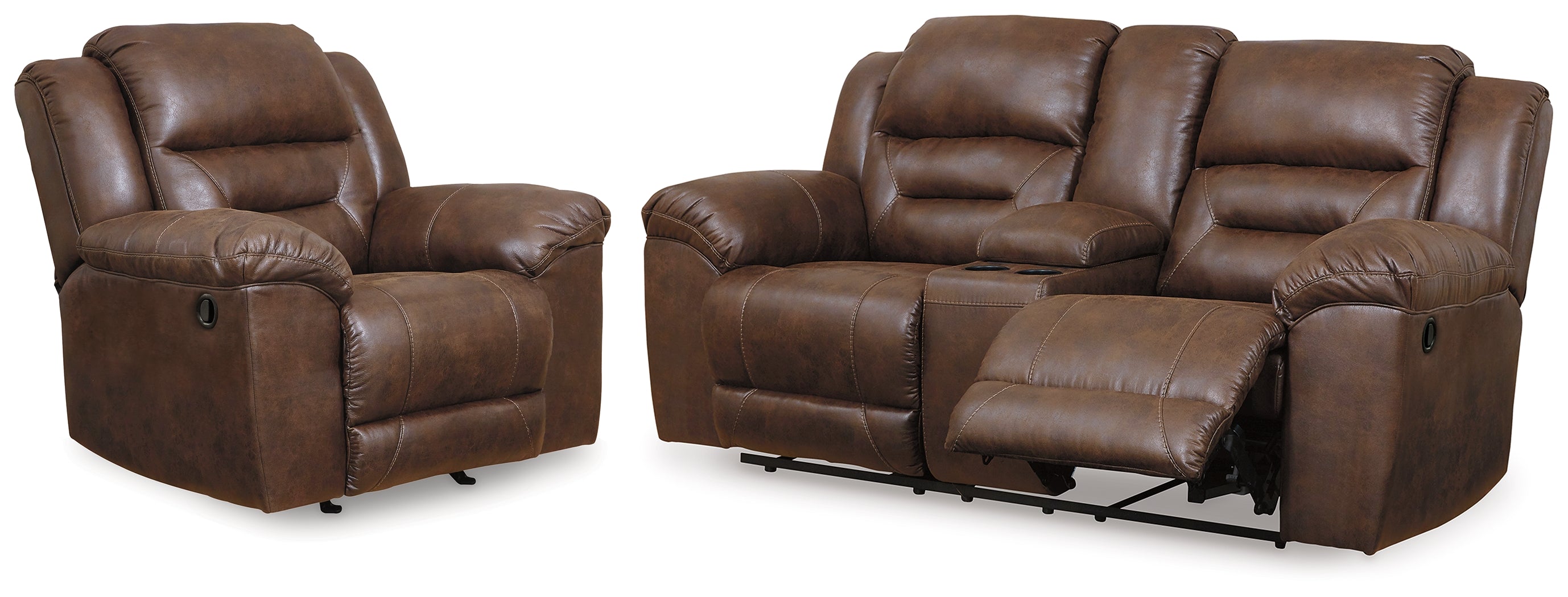 Hoover Furniture Outlet - Ashley Furniture - Stoneland Reclining Loveseat and Recliner - Reclining Loveseat and Recliner - 39904U5