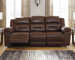 Hoover Furniture Outlet - Ashley Furniture - Stoneland Power Reclining Sofa - Reclining Power Sofa / Chocolate - 3990487