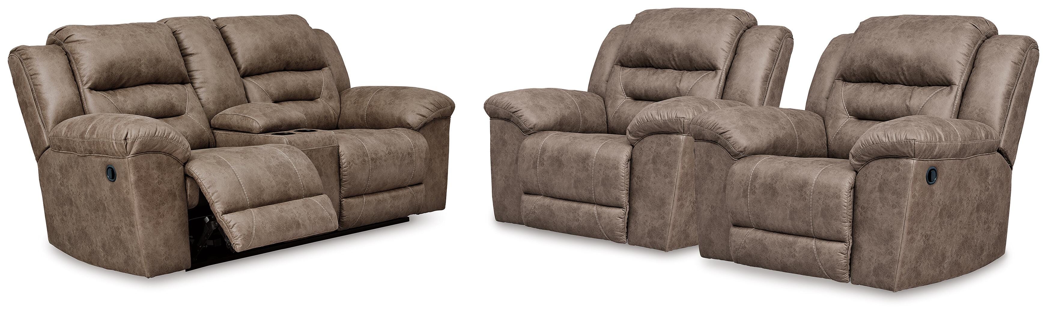 Hoover Furniture Outlet - Ashley Furniture - Stoneland Reclining Loveseat and 2 Recliners - Reclining Loveseat and 2 Recliners - 39905U13