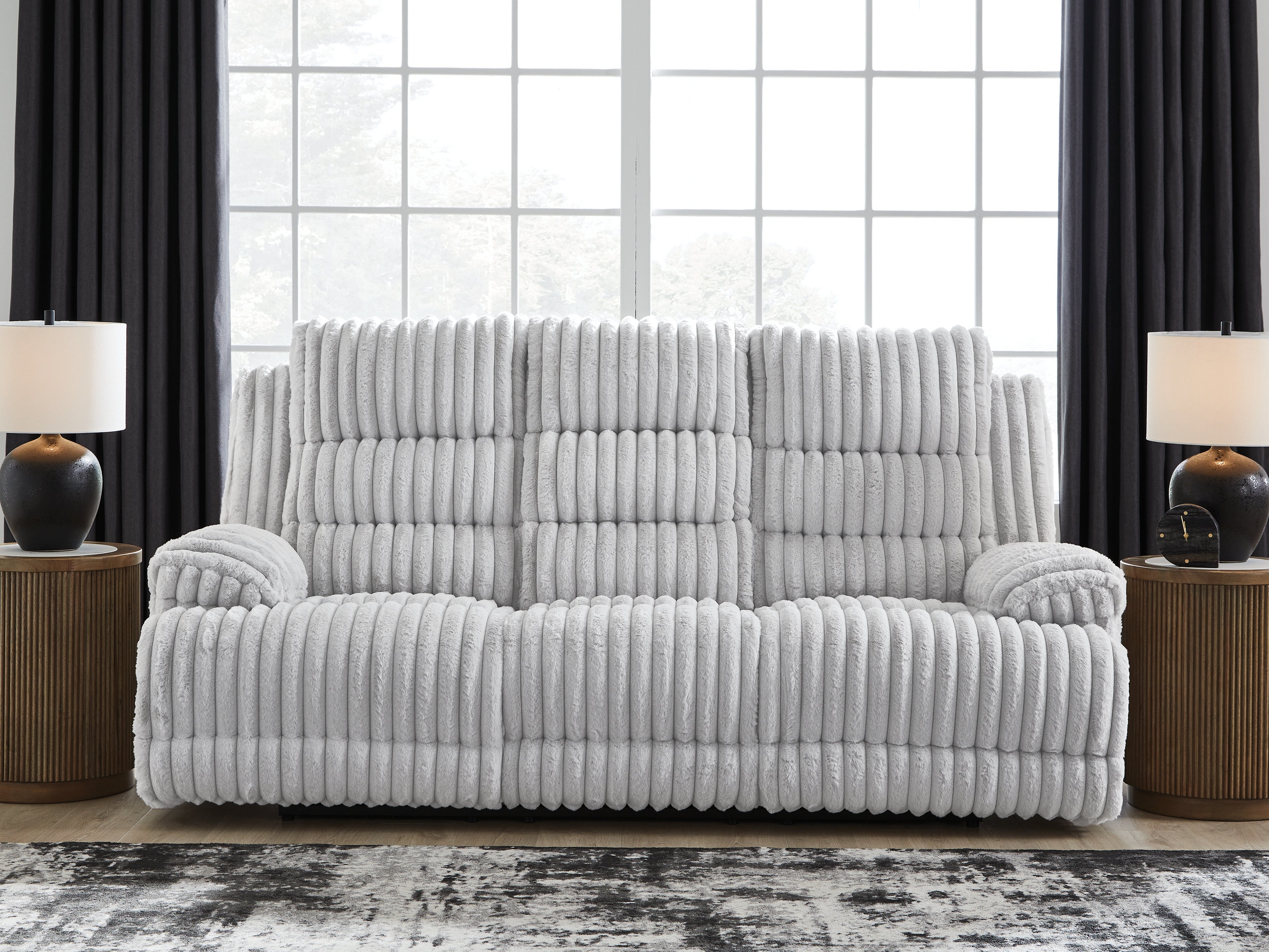 Hoover Furniture Outlet - Ashley Furniture - Rhines Falls Power Reclining Sofa with Drop Down Table - REC PWR Sofa w/Drop Down Table - PC4280499
