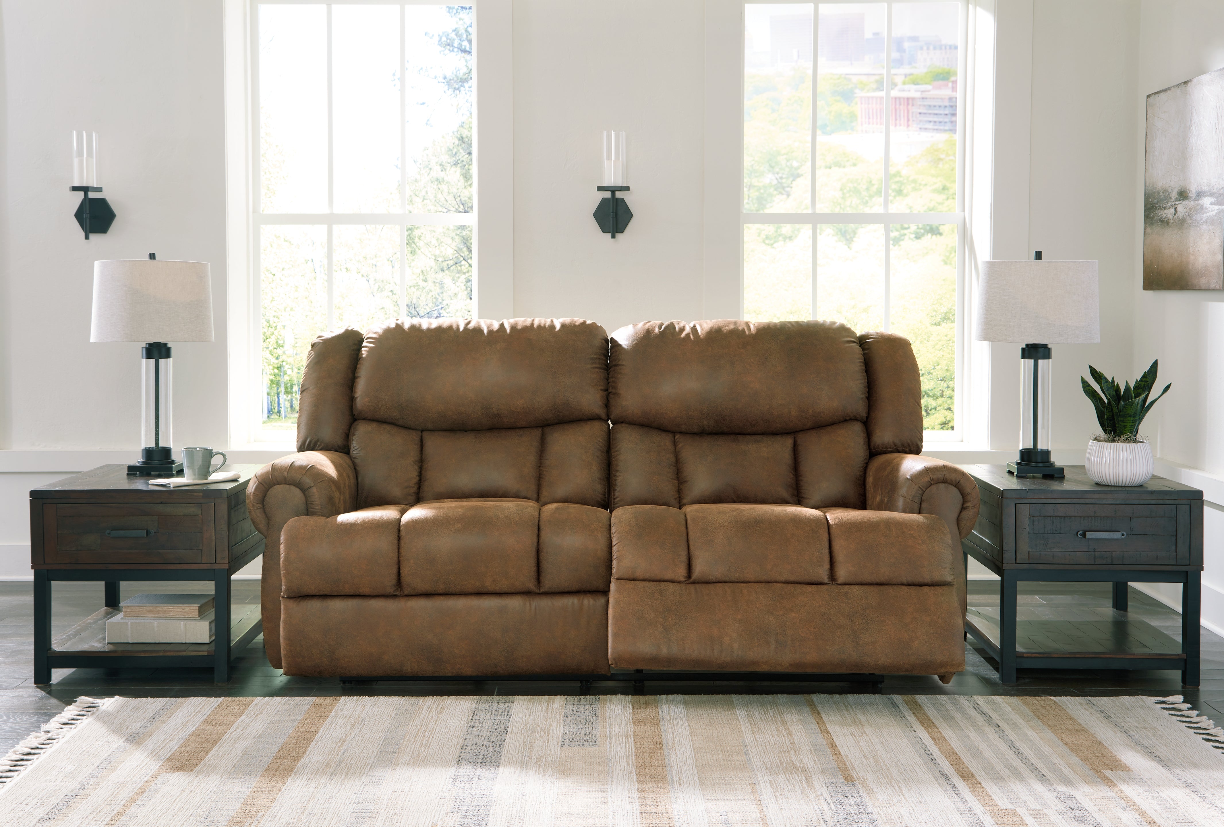 Hoover Furniture Outlet - Ashley Furniture - Boothbay Reclining Sofa - 2 Seat Reclining Sofa / Auburn - 4470481