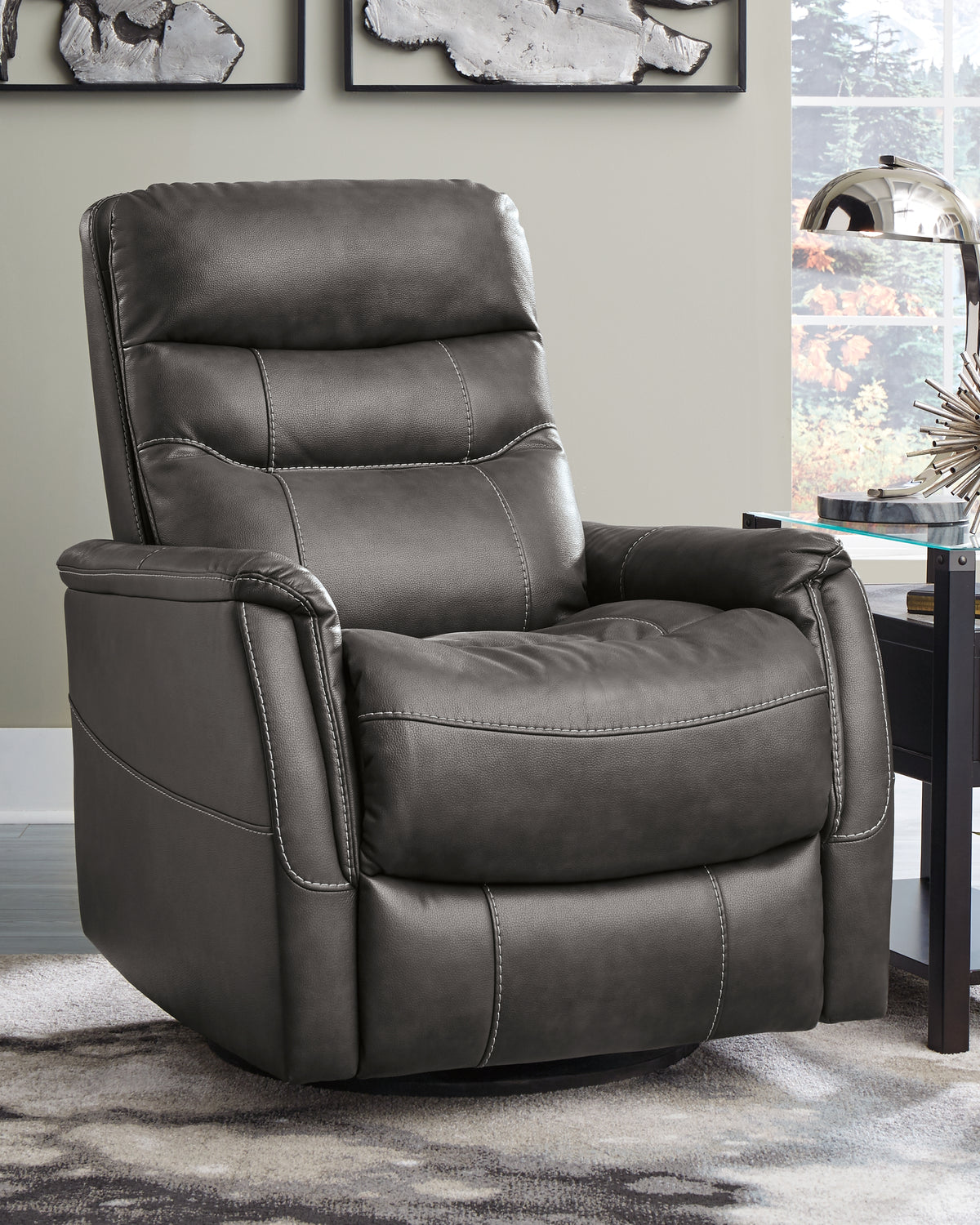 Hoover Furniture Outlet - Ashley Furniture - Riptyme Swivel Glider Recliner - Swivel Glider Recliner / Quarry - 4640261