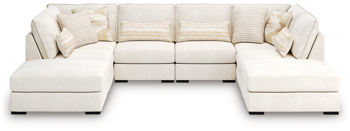Hoover Furniture Outlet - Ashley Furniture - Donelson Creek 6-Piece Sectional and Ottoman - 6-Piece Sectional and Ottoman / Vanilla - 48002U2