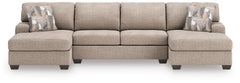 Hoover Furniture Outlet - Ashley Furniture - Newellen 3-Piece Sectional with Double Chaise - RAF 3-Piece Sectional with Double Chaise - 48404S3