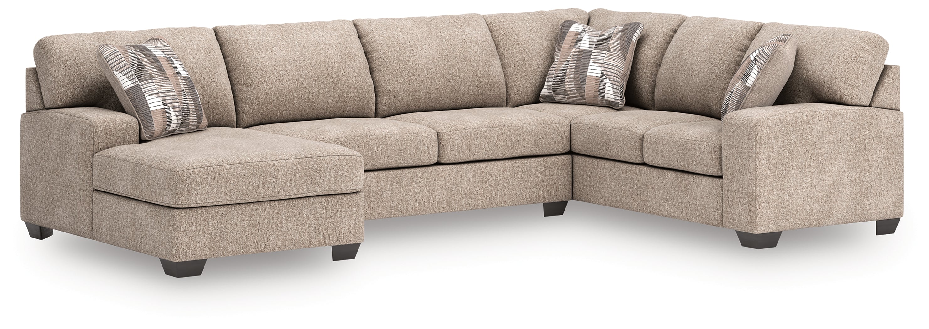 Hoover Furniture Outlet - Ashley Furniture - Newellen 3-Piece Sectional with Chaise - RAF 3-Piece Sectional with Chaise / Hemp - 48404S1