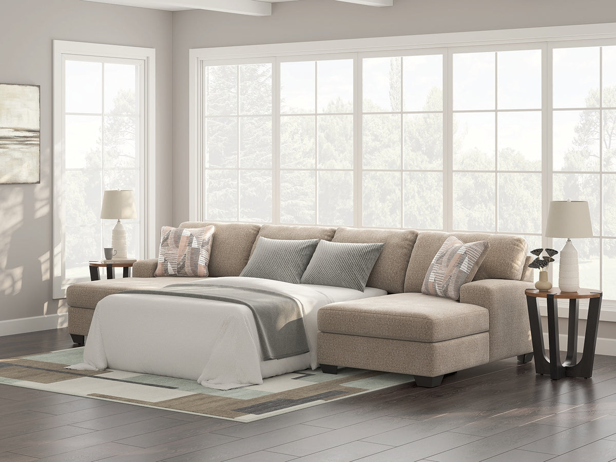 Hoover Furniture Outlet - Ashley Furniture - Newellen 3-Piece Sleeper Sectional with Double Chaise - RAF 3-Piece Sleeper Sectional with Double Chaise - 48404S7